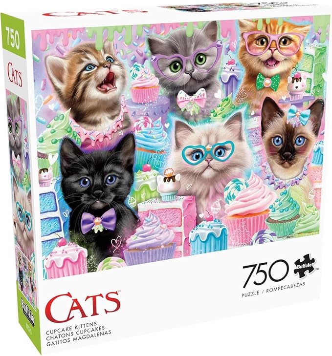 Buffalo Games - Sheena Pike - Cupcake Kittens - 750 Piece Jigsaw Puzzle for Adults -Challenging Puzzle Perfect for Game Nights - Finished Size is 24.00 x 18.00