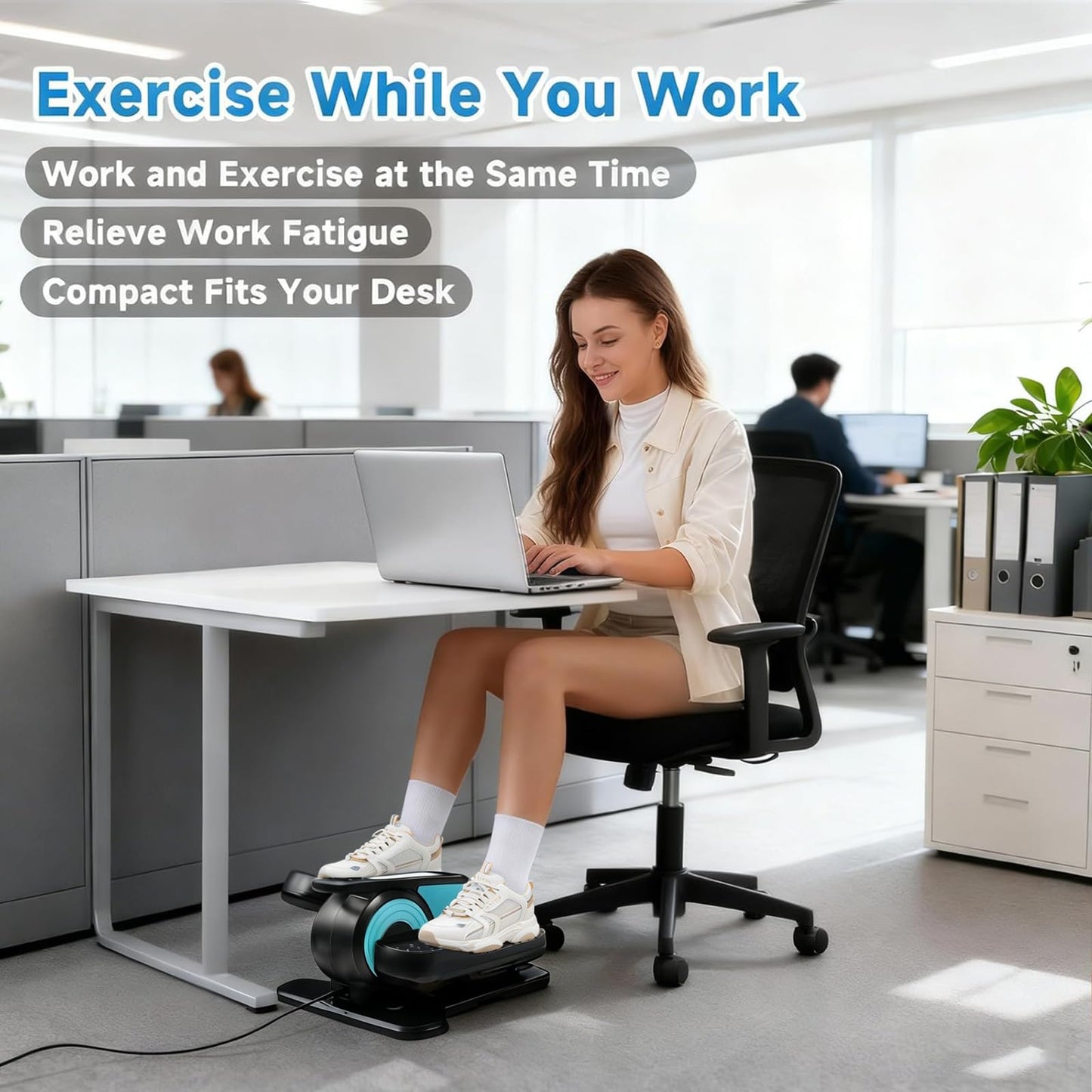 AODI Under Desk Elliptical Machine, Leg Exerciser for Seniors Adults, Adjustable Speeds Elliptical Trainer with Remote, Quiet & Portable Mini Seated Pedal Exerciser for Home Office Use