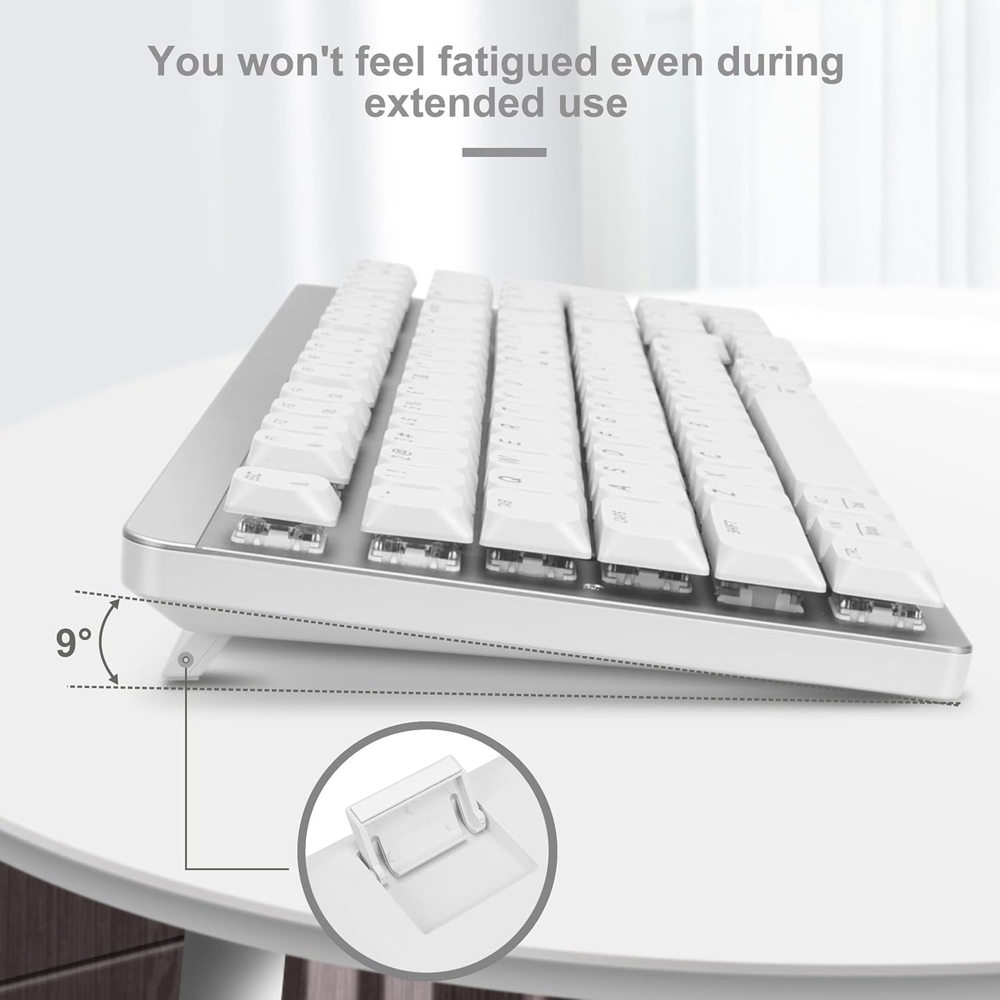 LeadsaiL 2.4Ghz 98-Key Wireless Keyboard and Mouse Combo, Cordless Mechanical Keyboard and Silent Mouse for Business