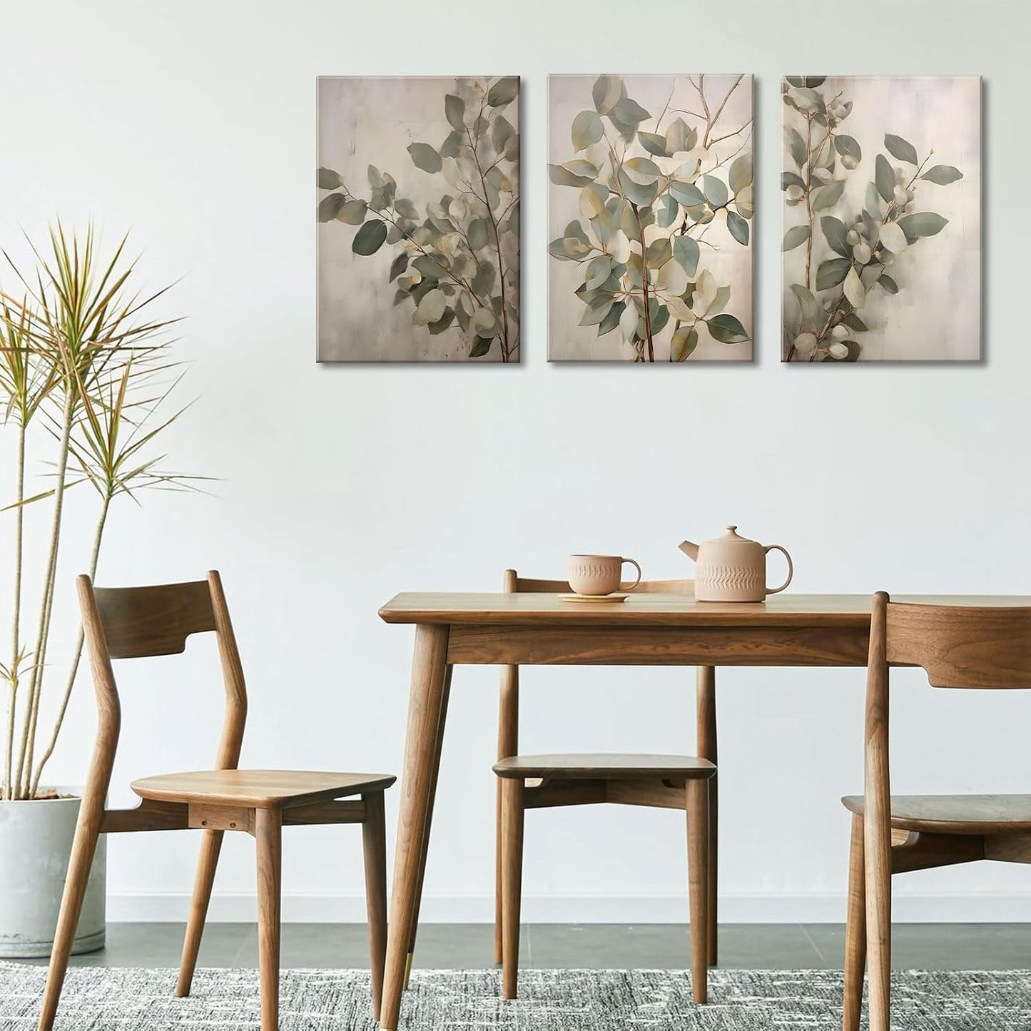SUAXTCCR Eucalyptus Canvas Wall Art - Modern Botanical Prints for Bedroom & Living Room | 12x16 Inch