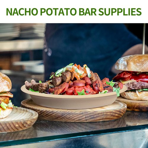 AICHEF 28 oz Oval Paper Bowls 100 Pack Disposable Chi-potle Style Oval Bowls for Burrito Roll, Nacho, Baked Potato, Taco Salads, Nacho Potato Bar Supplies
