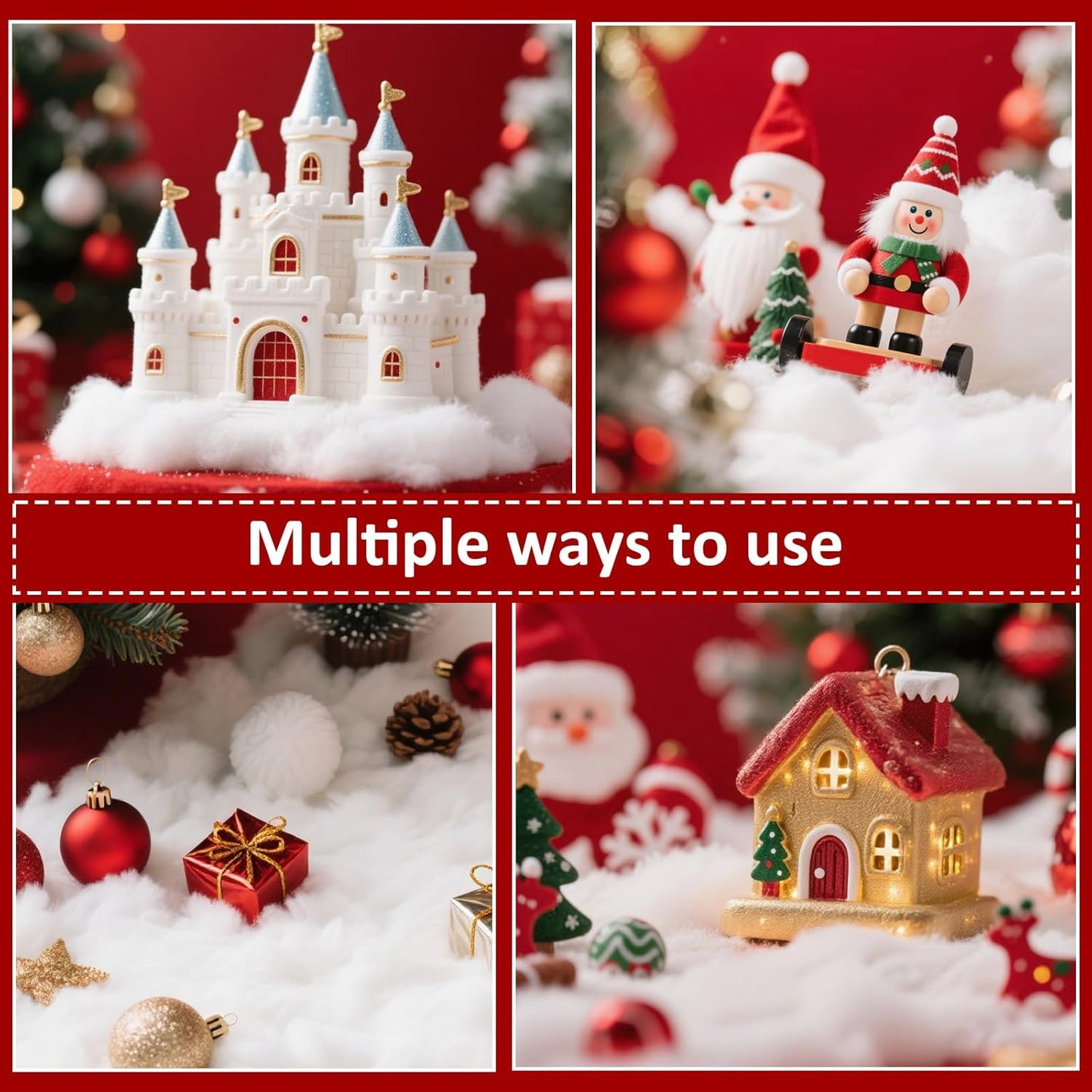 Skiennix Christmas Fake Snow Decoration - 10.6 Oz Fluffy White Artificial Snow for Holiday Decor
