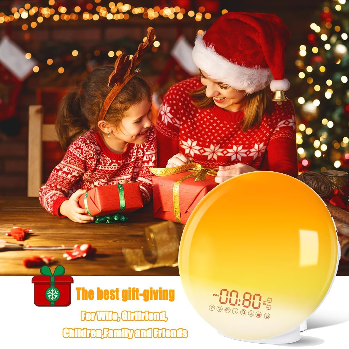 YOVDA 7 Dimmer, Sunrise Alarm Clock Radio for Bedrooms with Color Night Light, Dual Alarm, White Noise Sound Machine