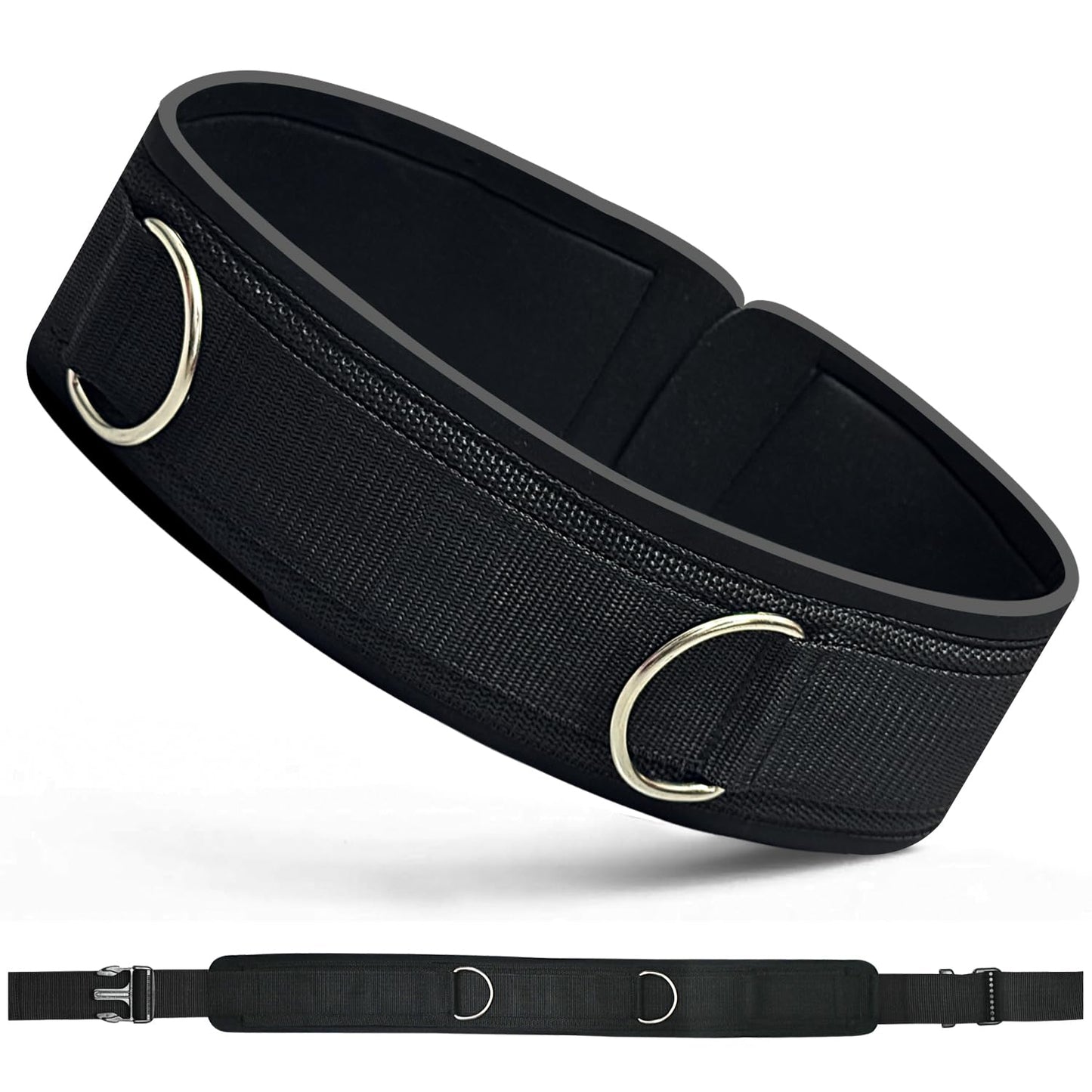 SYIGICE Waist Resistance Belt Neoprene Padded Belt with Rings Gym Pulley Strap for Cable Machines Fitness Exercise Resistance Training