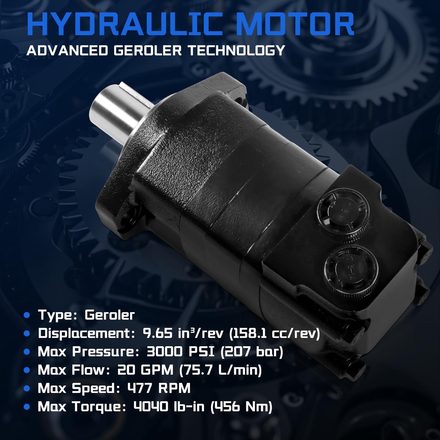 SINOCMP 104-1025-006 1041025006 104-1025 for Eaton Char-Lynn 2000 Series Hydraulic Motor, SAE A 2-Bolt Mount, 1.25 Inch Keyed Shaft, Geroler Design, Replacement for Agricultural & Industrial Equipment