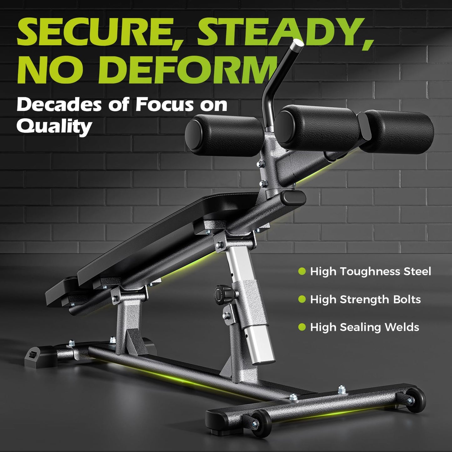 BODYWAKER Semi-Commercial Sit-Up Bench with Reverse Crunch Handle for Ab & Core Workout and Decline Bench Press, Adjustable Weight Bench Press Set with 4 Adjustable Heights for Home Gym Strength Training