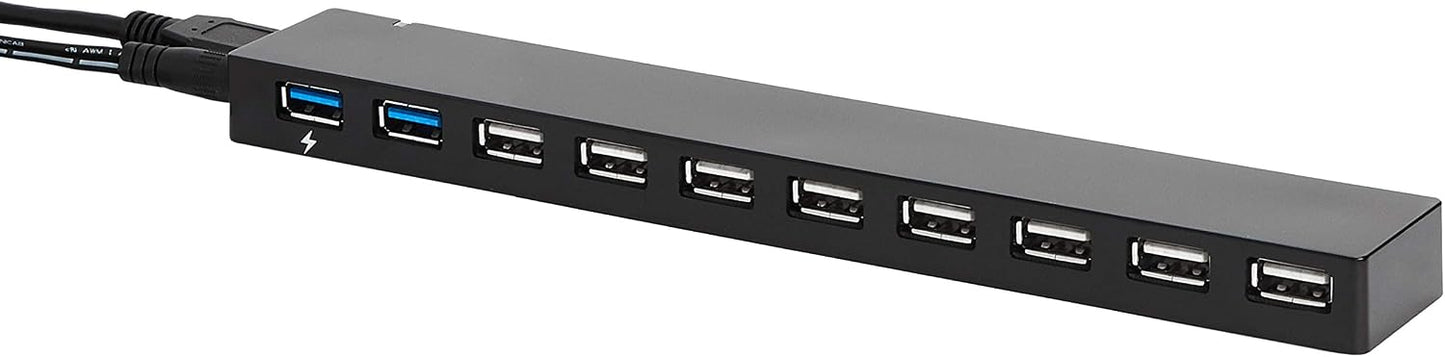 Amazon Basics 3.0 10-Port 5Gbps USB Hub with AC Adapter, Faster Data Transfer for Multiple Devices, Black