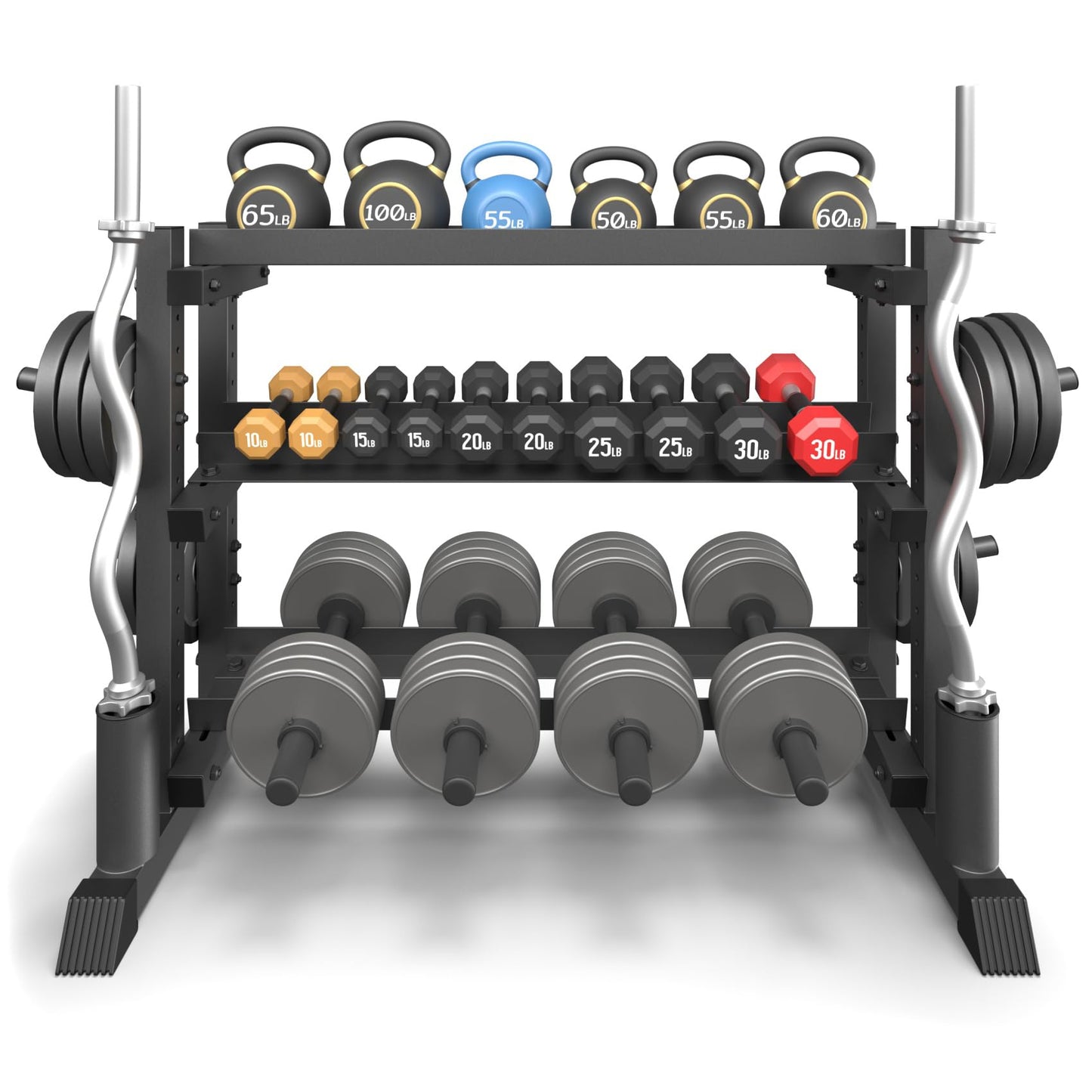 3-Tier Dumbbell Rack, 1200LB Capacity Adjustable Weight Rack for Home Gym, Heavy-Duty Weight Stand for Dumbbells Kettlebells & Weight Plates(Rack Only)