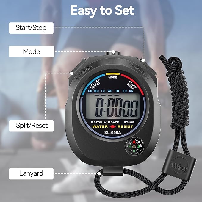 KingL Digital Stopwatch Timer - Interval Timer with Large Display (Stopwatch*10)