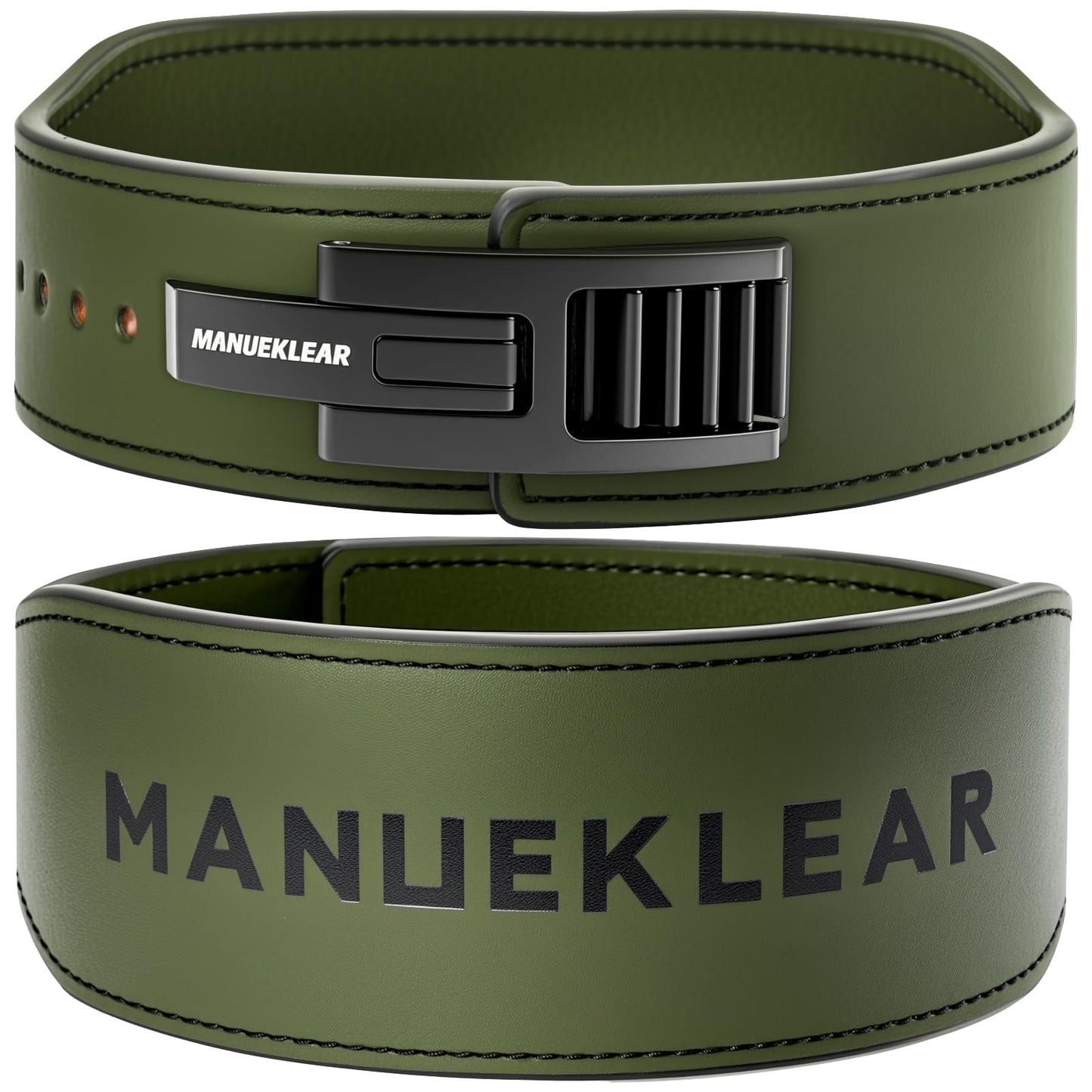 MANUEKLEAR Tapered Lever Weight Lifting Belt, 10MM Quick Locking Lever Belt Weightlifting Men, Lifting Belt Lever for Powerlifting & Deadlifts (Olive Green, XL (39-45inches))