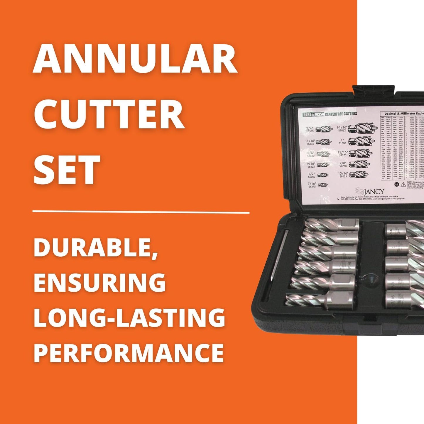 Slugger by Fein HSS Annular Cutter with Enhanced Cutting Geometry for Precision Drilling - 2" Cutting Depth, 7/16" to 1-1/16" Bore Diameter, 3/4" Straight Shank - 11-Pack - 63134999020