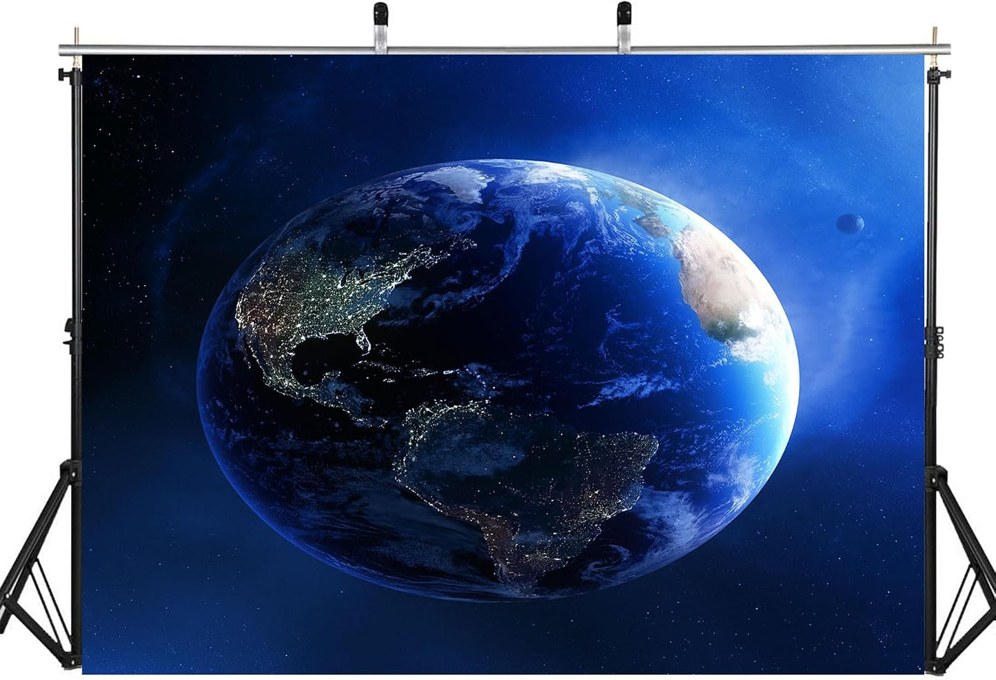 LidyMini 10x8ft Fabric Earth from Space Backdrop Planet Globe Night Light Background Science Themed Party Decorations