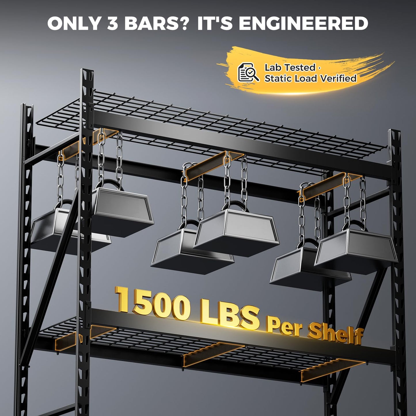 CAMMOO 72''W Heavy Duty Storage Shelves, 6000LBS Metal Garage Shelving Unit with Magnetic Label, Upgraded Structure, Solid Steel Industrial Rack, Easy Assembly for Basement, 72''W x 24''D x 72''H