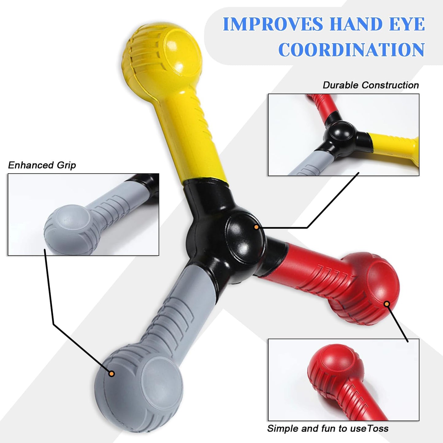 MUSKULO MONSTRO 5 PCs Reaction Speed Training Tools Kit, 1 Hand Eye Coordination Stick, 4 Rubber Reaction Balls, Improve Reflex, Agility and Focus for Sports, Exercise and Fun for All Ages