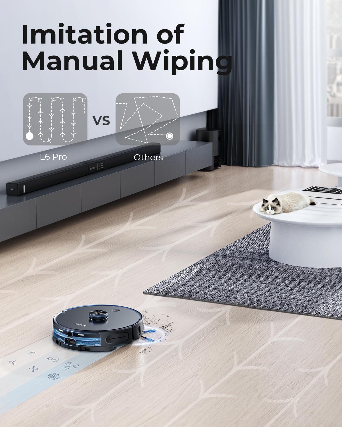 Laresar Robot Vacuum and Mop Combo, 3 in 1 Robotic Vacuum with 3.5L Self Emptying Station, Equipped with Lidar Navigation,Smart App Control, for Pet Hair/Floors/Carpets, L6 Pro, Black