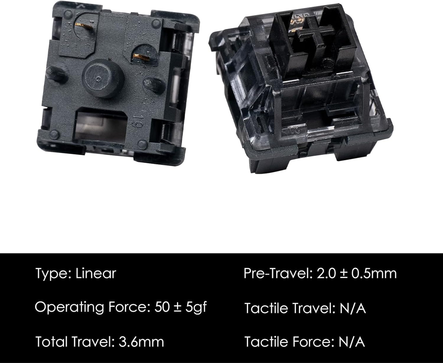 Akko V3 5-Pin (45pcs) Creamy Black Pro Keyboard Switch with Dustproof Stem for Mechanical Gaming Keyboard, Linear