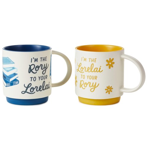 Hallmark Gilmore Girls Mug Set (Lorelai and Rory) Set of 2 Stacking Mugs, Mom Gift for Mother's Day