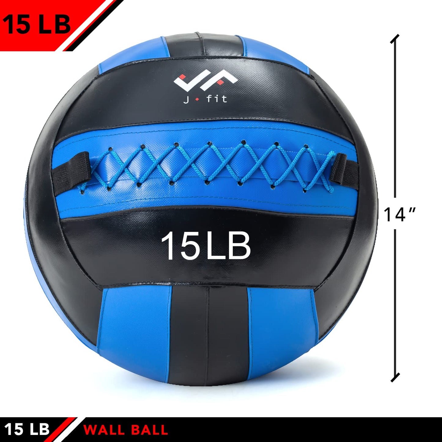 JFIT Wall Ball, 15 LB, Blue/Black