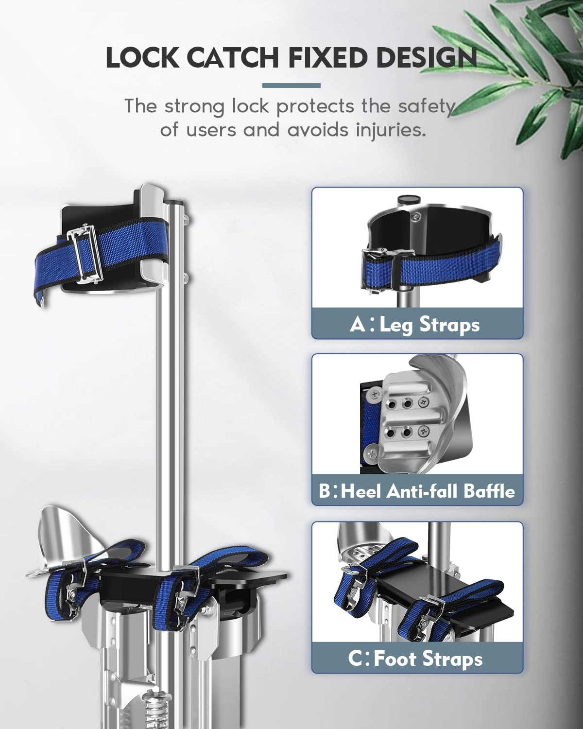 GCCSJ 18''-30'' Stilts for Adults Adjustable Heights Aluminum Work Stilts with Protective Knee Pads for Sheetrock Drop Ceiling Painting Painter or High Shrub Trimming