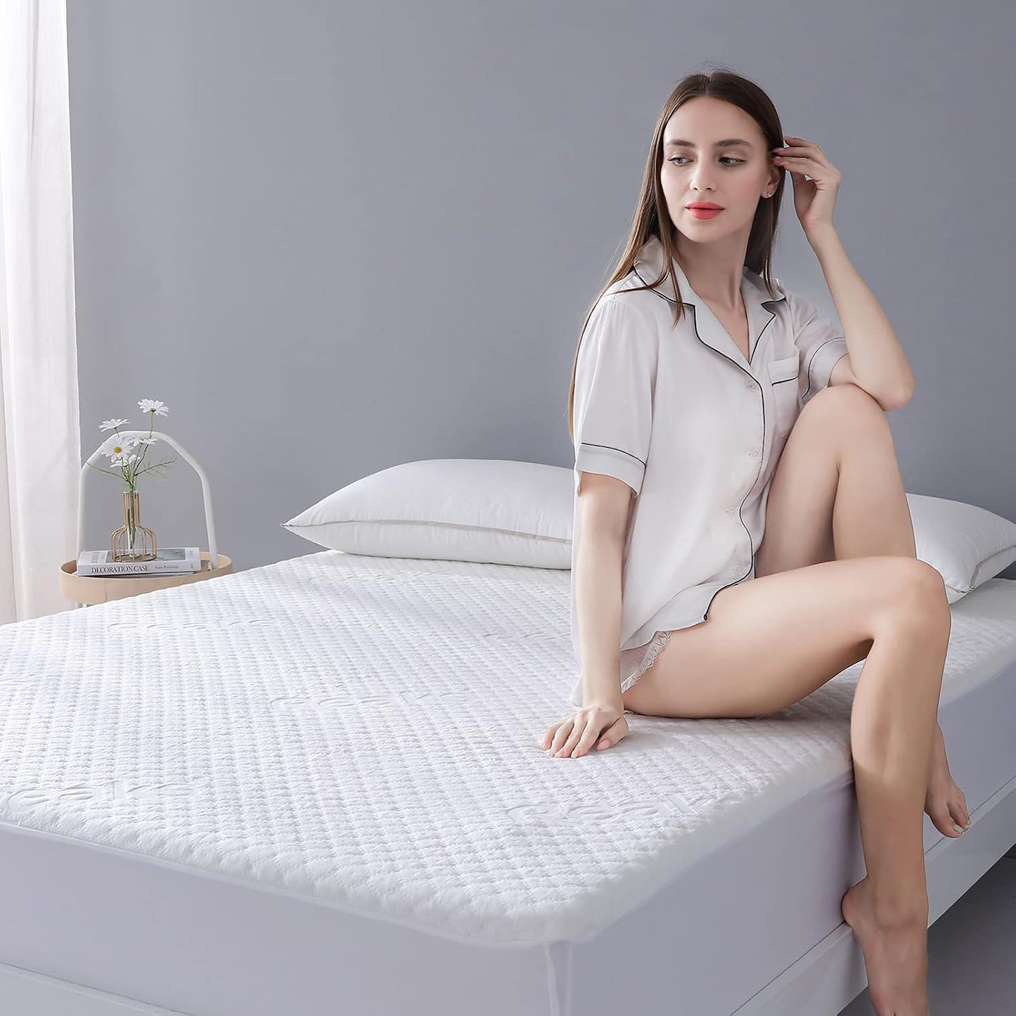 Skiennix King Size Waterproof Mattress Protector - Deep Pocket Fitted Cover for Mattresses Up to 18''