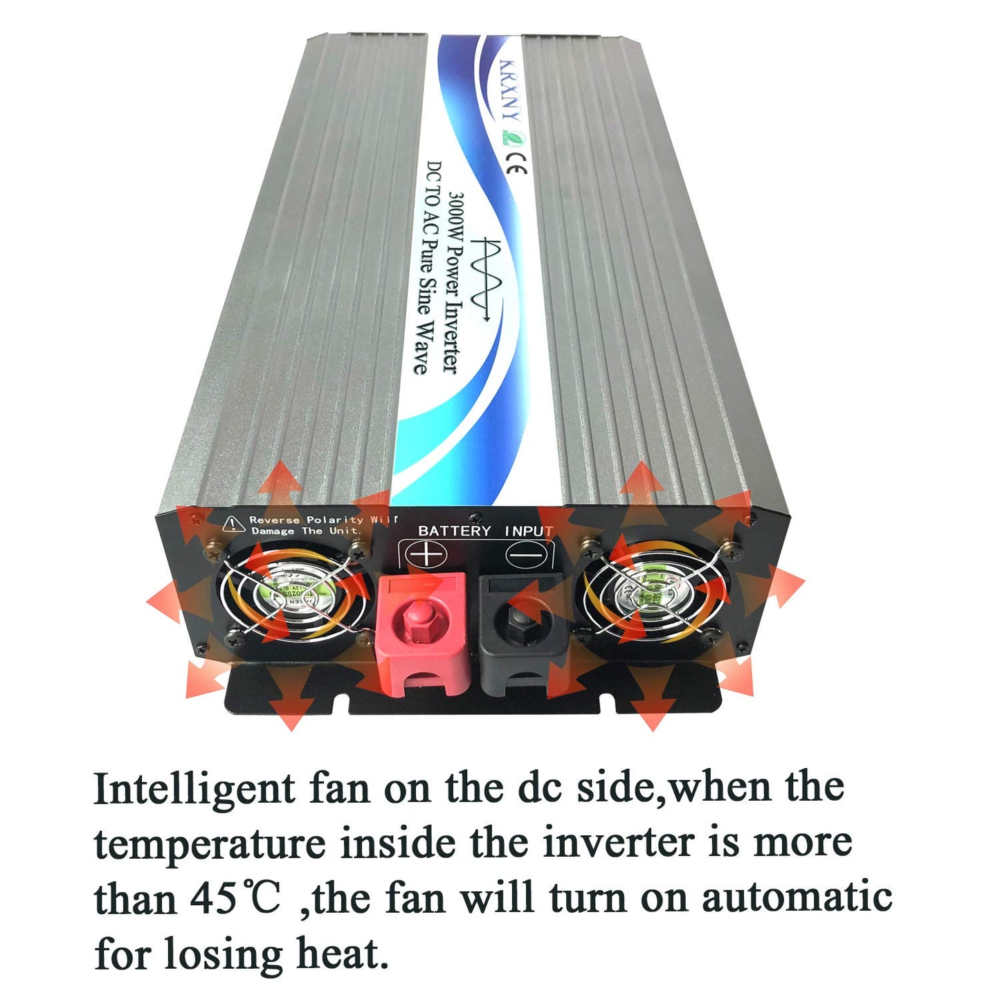 KRXNY 3000W Off Grid Pure Sine Wave Power Inverter 48V DC to 110V 120V AC with LCD Display for RV Camping Truck Home Solar