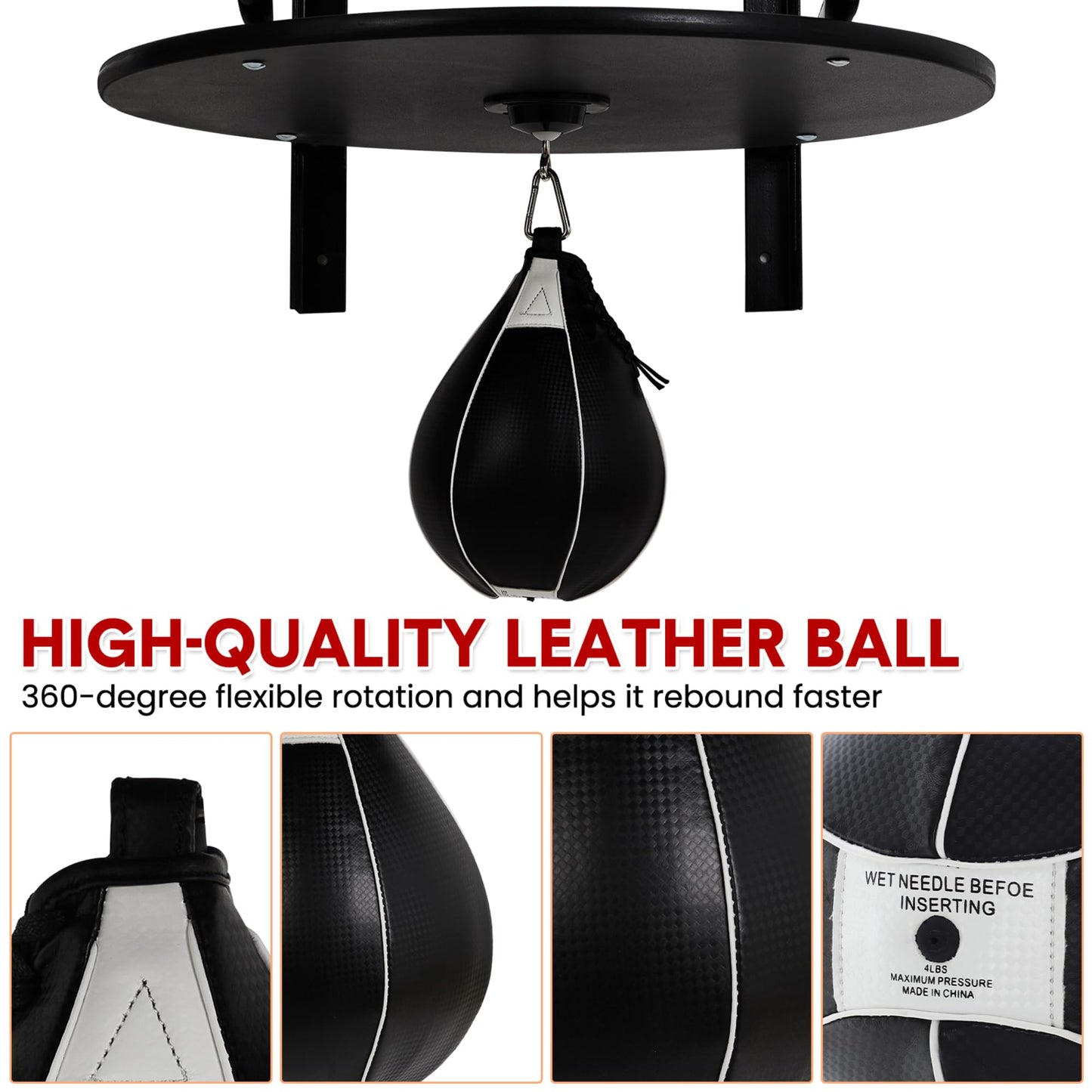 Heavy-Duty Adjustable Speed Bag Platform, 24-Inch Wall Mount Boxing Kit with 360° Swivel for Professional Home Gym Training