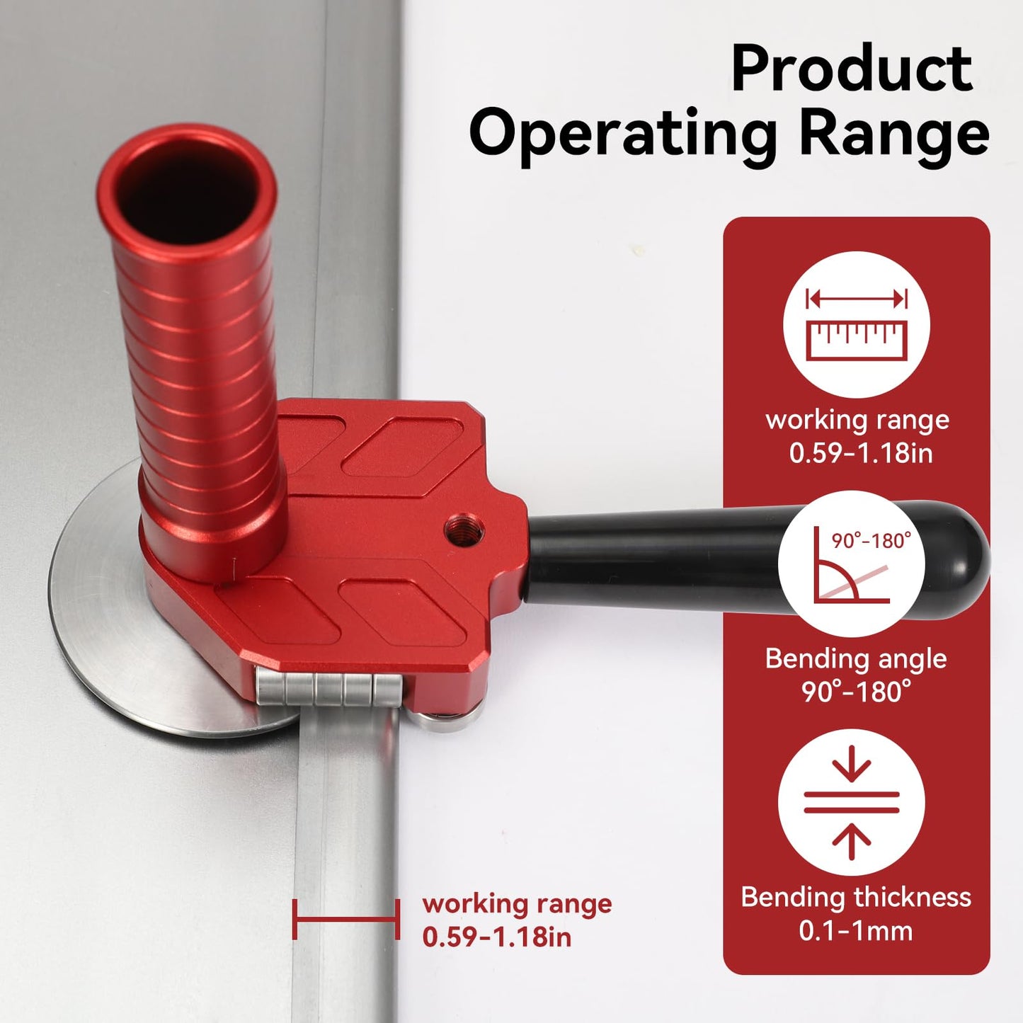 Sheet Metal Bender One Station Disc,90°-180° Bending Angle Sheet Metal Roller,Bending Capacity:Makes 0.59" - 1.18" Curved,Configure Rotary Ergonomic Handle