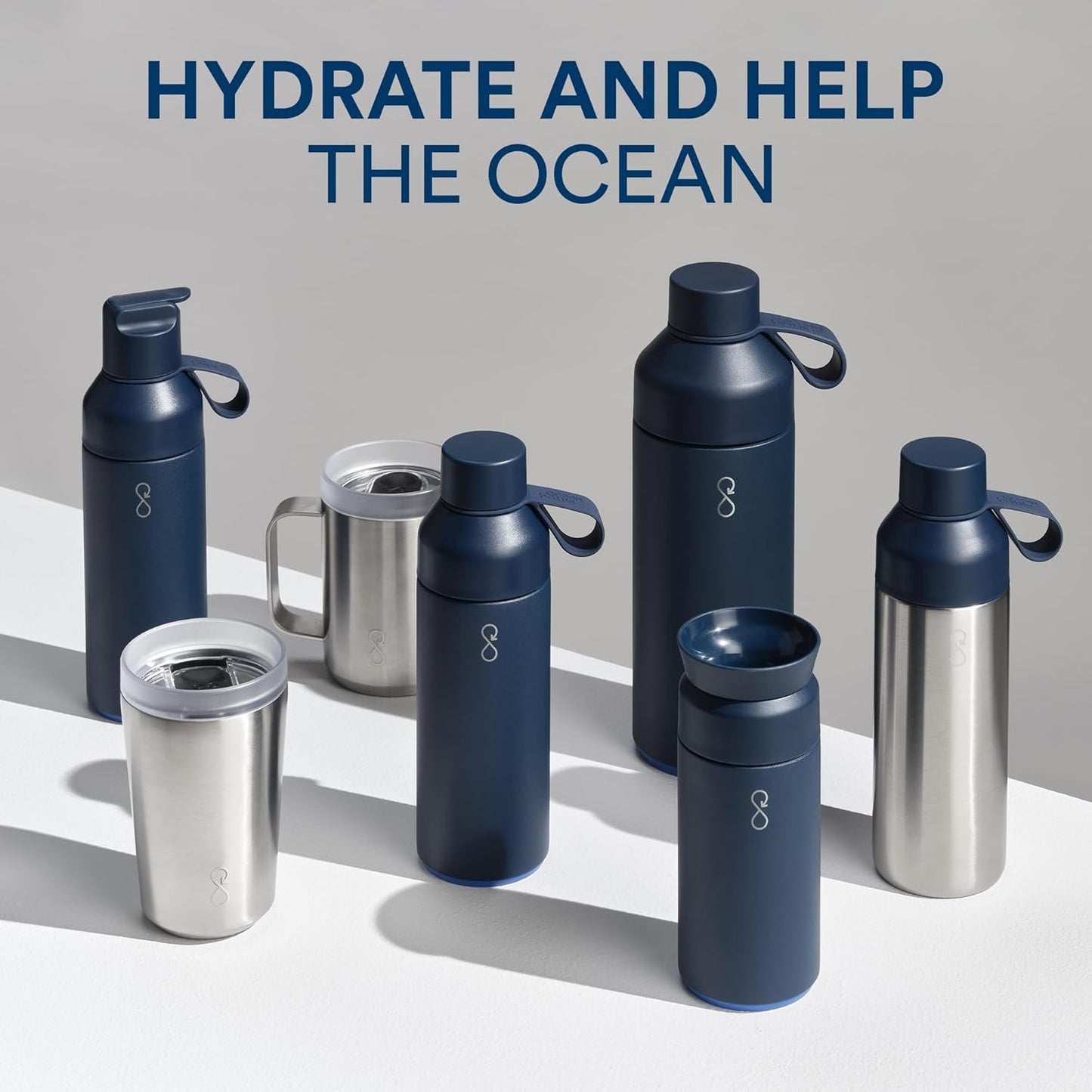 Ocean Bottle Original 17 oz - Stainless Steel Water Bottle | Reusable & Eco-Friendly | Keeps Drinks Cold & Hot (Rock Grey)