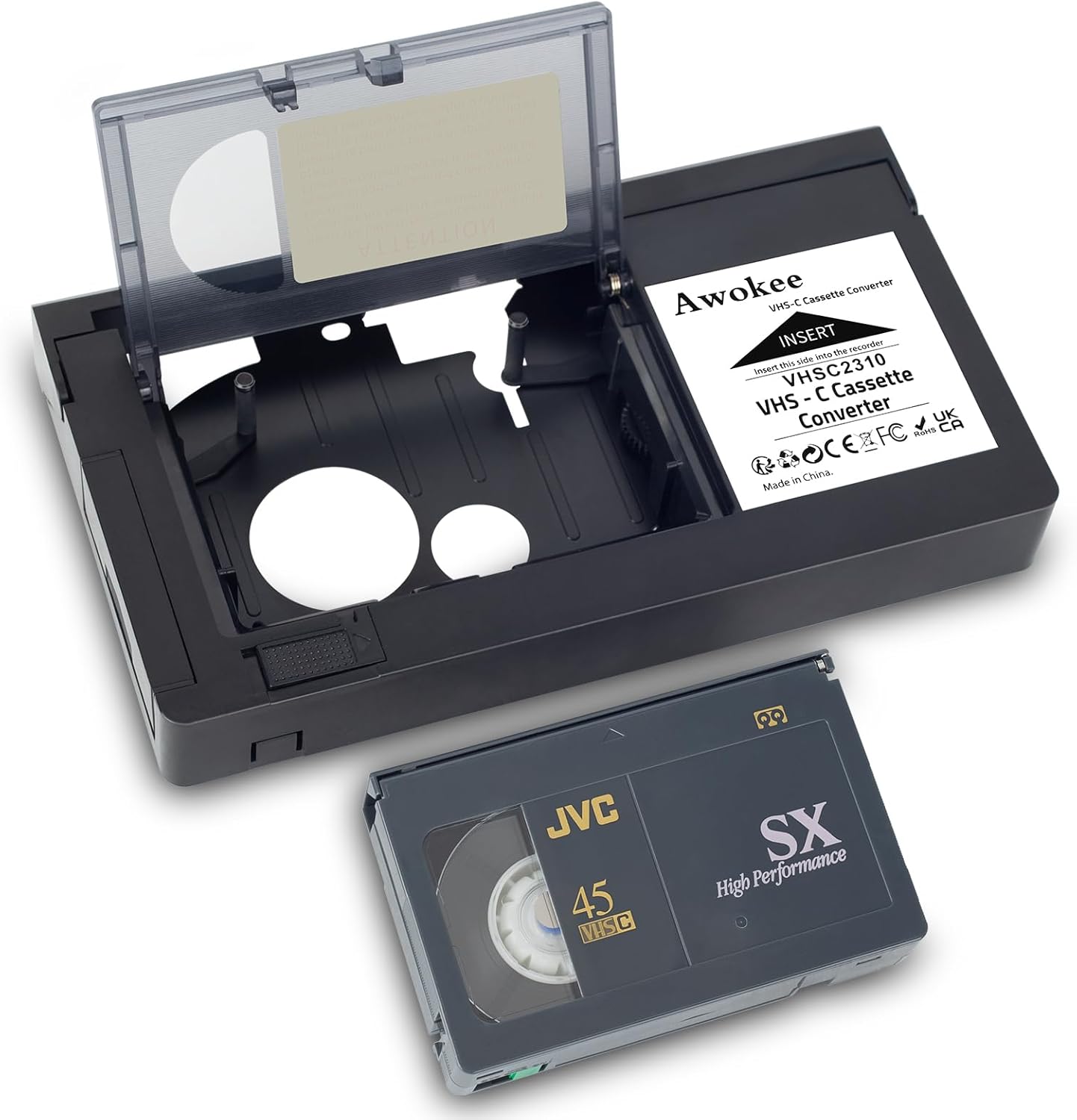 awokee Cassette Cassette 8mm Hi8) VHS-C Adapter Compatible with VHS-C SVHS Camcorders JVC RCA Panasonic Motorized VHS