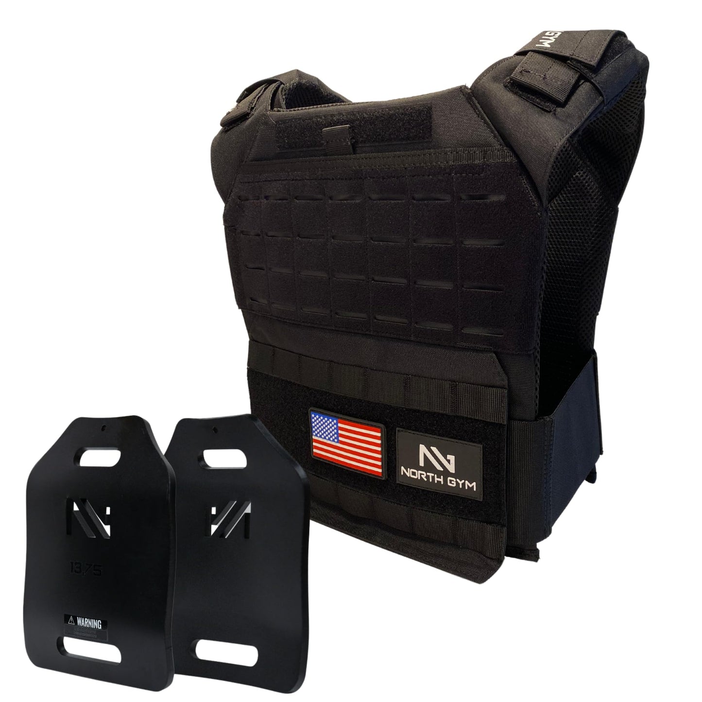 Northgym Adjustable Weighted Vest/Incl. Two 3D Weight Plates in 14lbs / 20lbs/ 30lbs/ 42.5lbs - Optimized Weight Distribution and with Curved Plates for Running, Functional Training and Working Out
