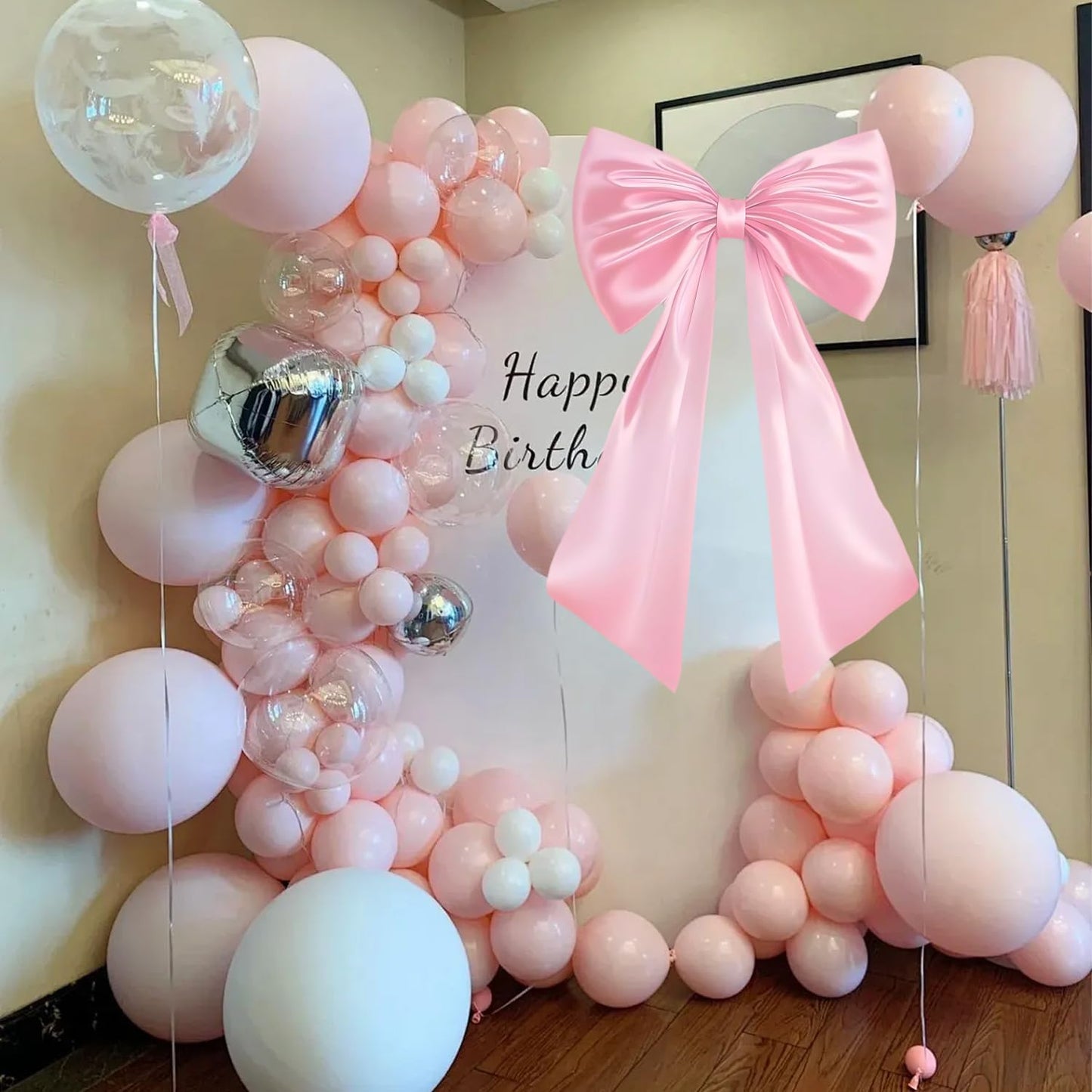 Skiennix Large Pink Bow Decor - Perfect Backdrop for Birthday, Wedding, and Bridal Showers | Room & Door Decorations