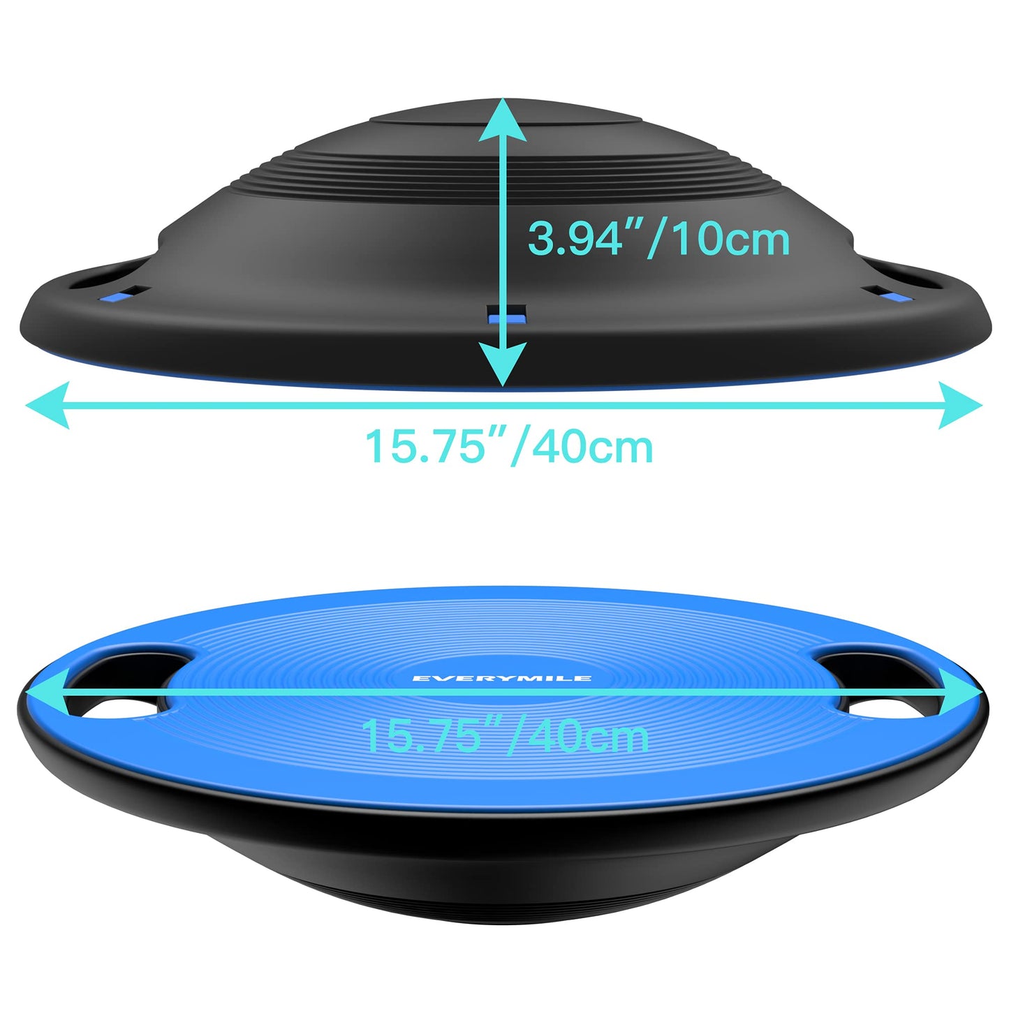 EVERYMILE Wobble Balance Board, Exercise Balance Stability Trainer Portable Balance Board with Handle for Workout Core Trainer Physical Therapy & Gym Diameter No-Skid Surface 15.7" Blue