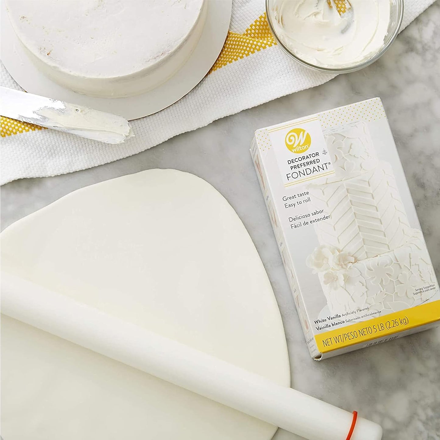 Wilton Large Fondant Rolling Pin - Perfect for Rolling Fondant on Tiered Cakes | 20-Inch with Guide Rings