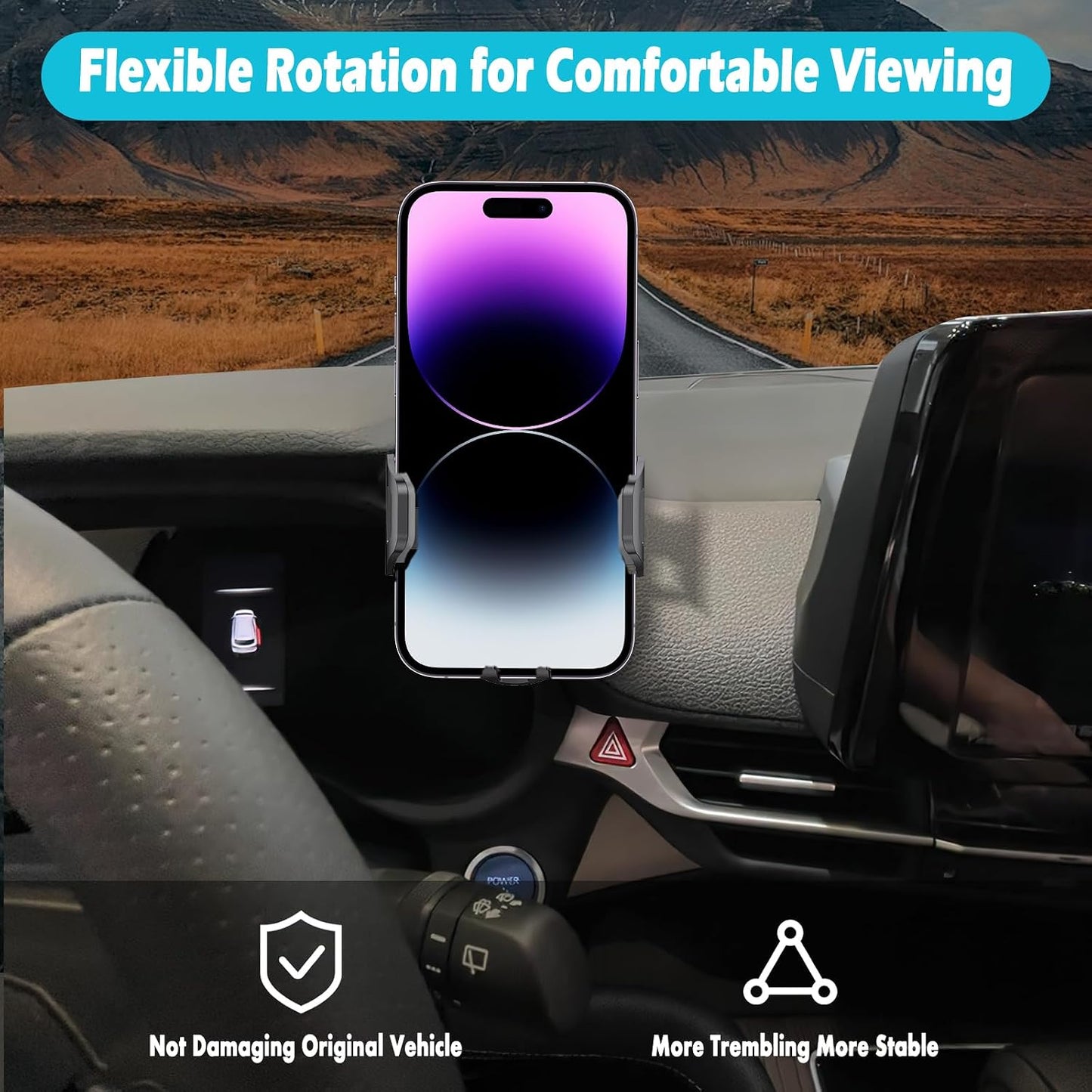 AOUKKL 2021-2025 4-7 Phones,360 Car Phone Holder Fits for Toyota Sienna Accessories,Thick Cases Friendly,Cell Phone