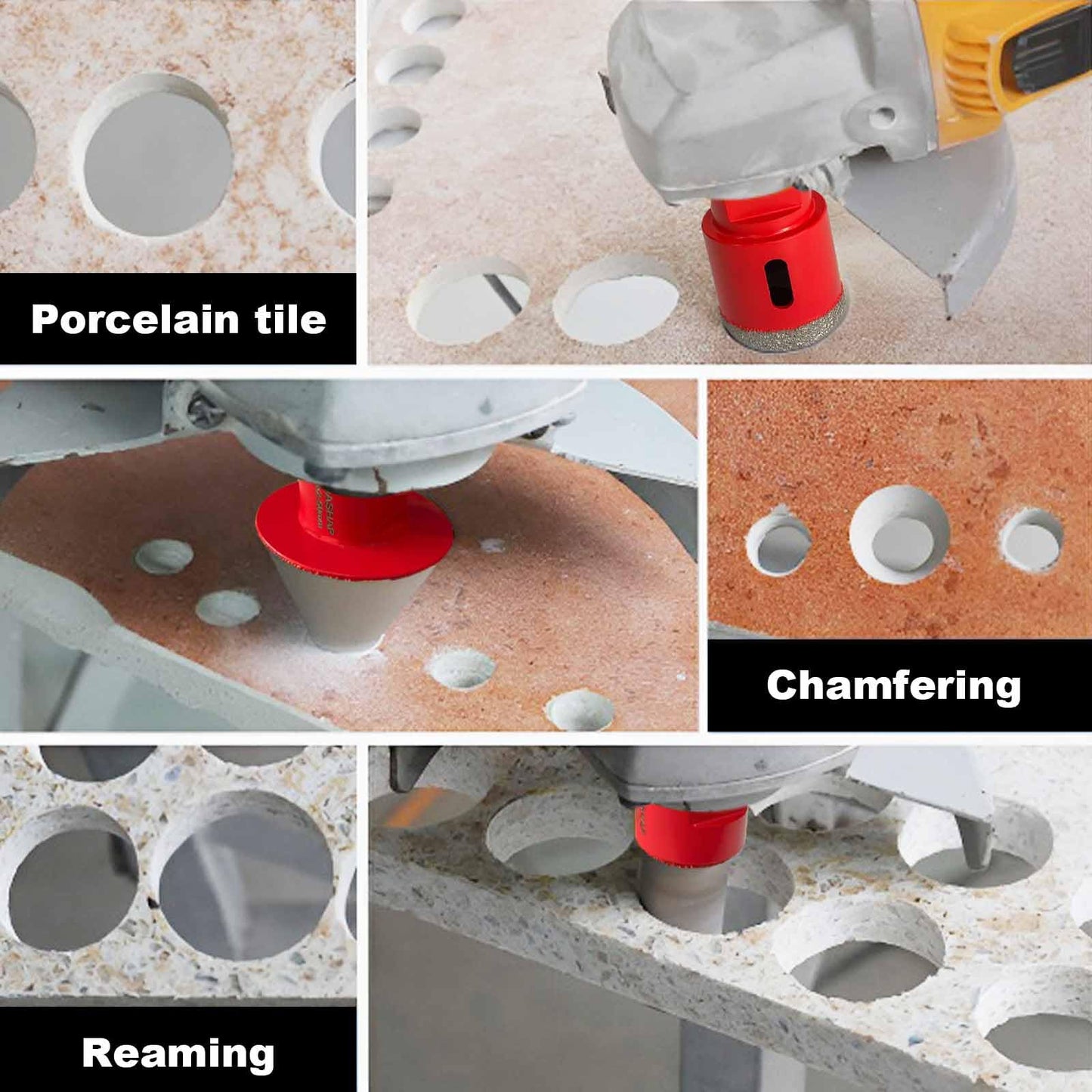 Diamond Hole Saw Kit,14 PCS Porcelain Tile Drill Bits Set 6/6/8/19/25/35/51/75/100mm,Diamond Core Drill Bits Set for Ceramic, Granite,Porcelain