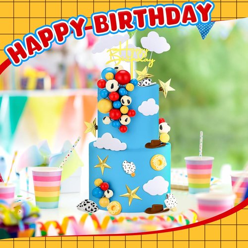 GlikCeil 57 Pcs Cartoon Cake Topper Kit - Colorful Cow Birthday Party Decorations | Baby Shower Supplies