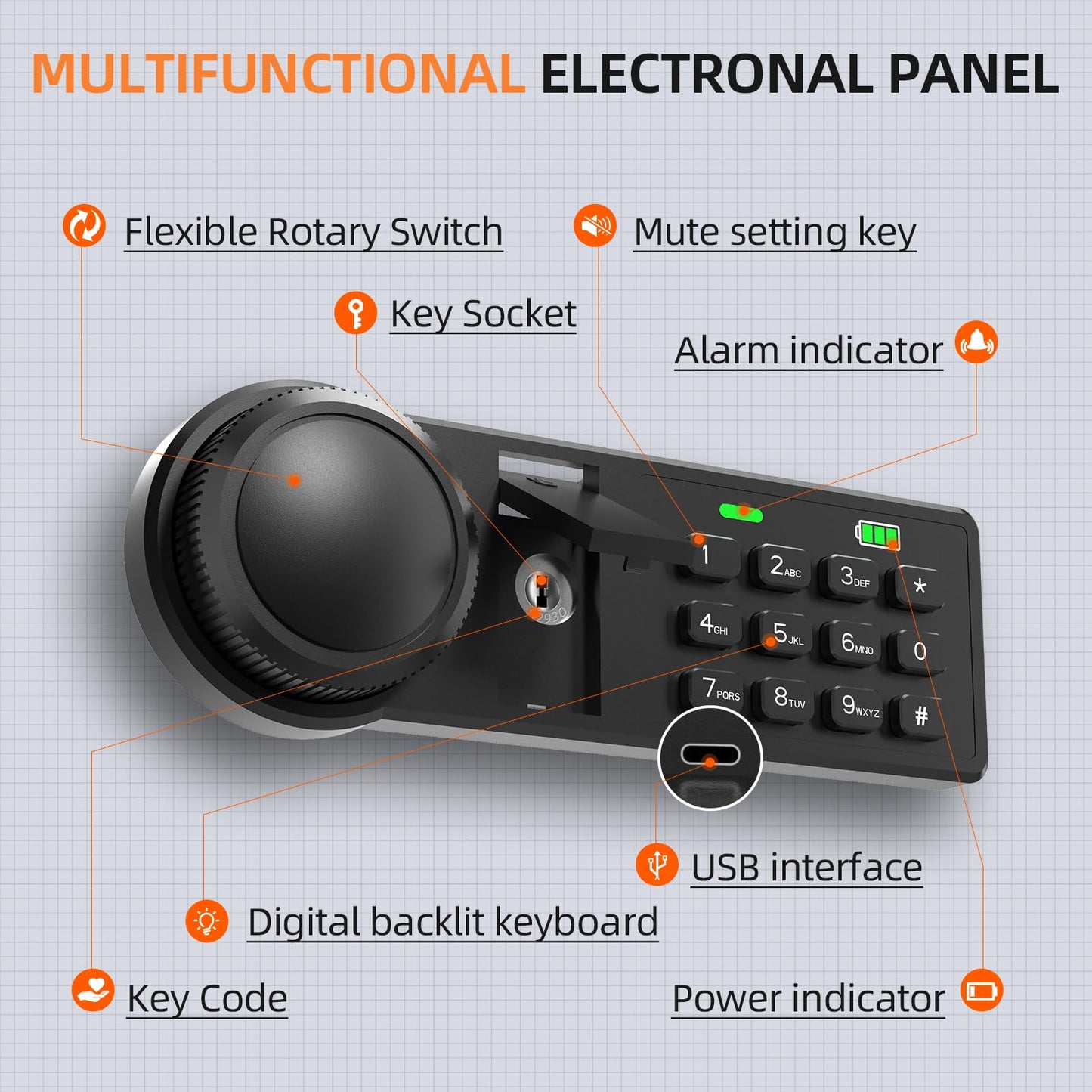 XDeer 122-Keys Key Lock Box Wall Mount with Advanced Anti-Theft Deposit Key Slot & LED Light, Key Cabinet with Combo and Key Lock, Key Safe for Hotels & Office & Companies & Car Dealerships 1PCS