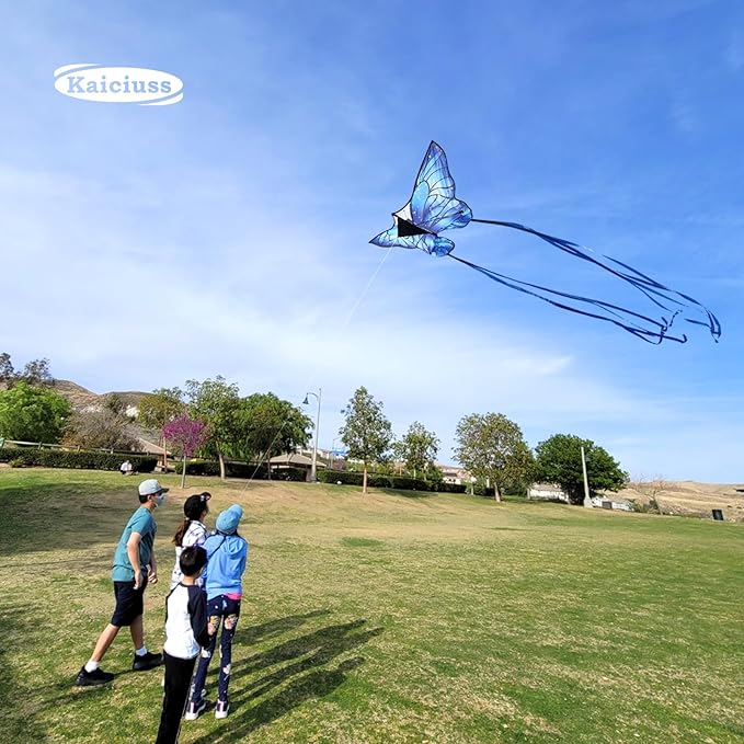 Butterfly Kites for Kids and Adults, Easy to Fly Large Single Line Kite for Boys and Girls - 55" x 28" Beach Kite for Beginners, 300ft String Handle Included