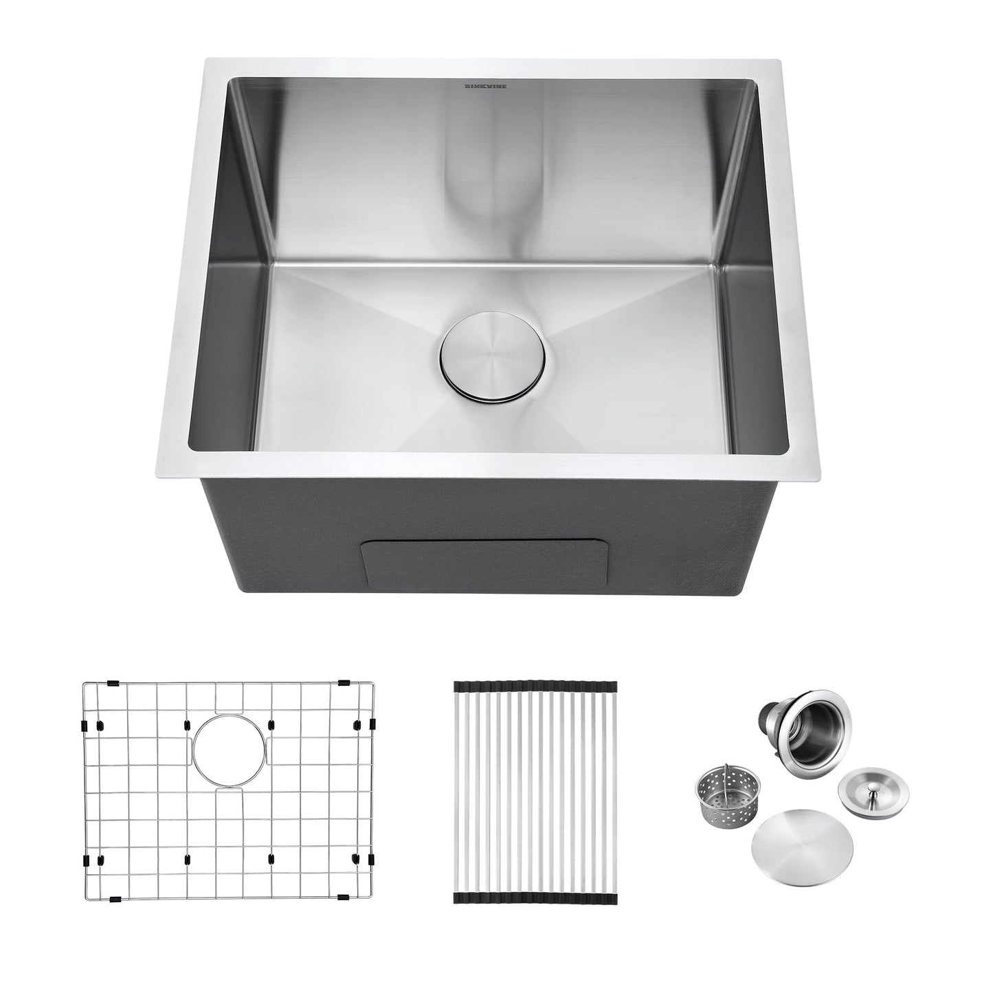 SINKVINE 23-inch Undermount Laundry Utility Sink - 23x19x13 Extra Deep Stainless Steel Single Bowl Basin with Drain Strainer, Bottom Grid & Drying Unit for Laundry Room, Outdoor, Garage, Kitchen Use