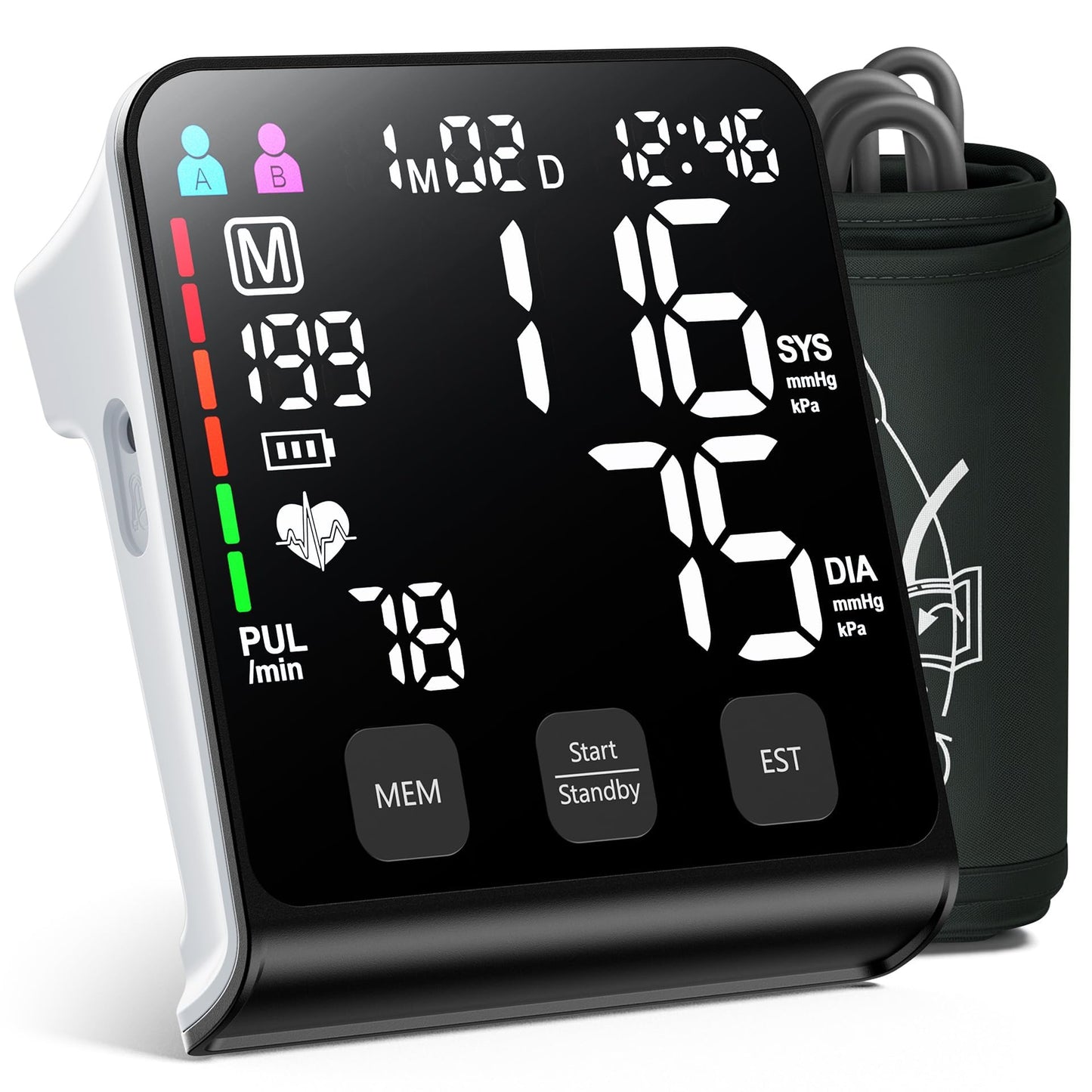 WAMELPRI FDA-Cleared Blood Pressure Monitor, FSA&HSA Eligible Home & Travel BP Machine, Adjustable Wide-Range Cuff for Seniors & Pregnancy, Stores Previous Readings, Accurate Daily Health Tracking