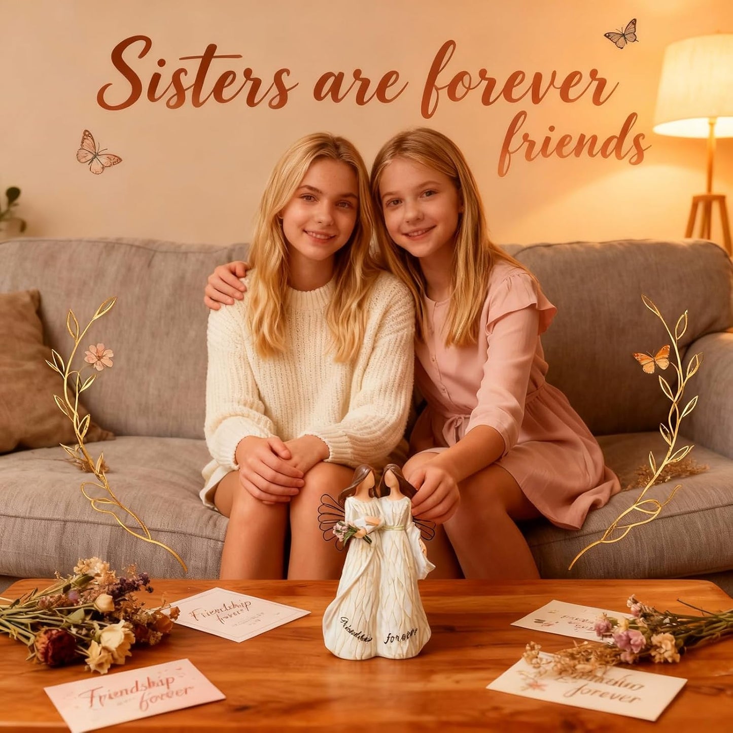 Skiennix Friendship Angel Figurine - Emotional Support Resin Sculpture for Best Friends | Graduation Gift