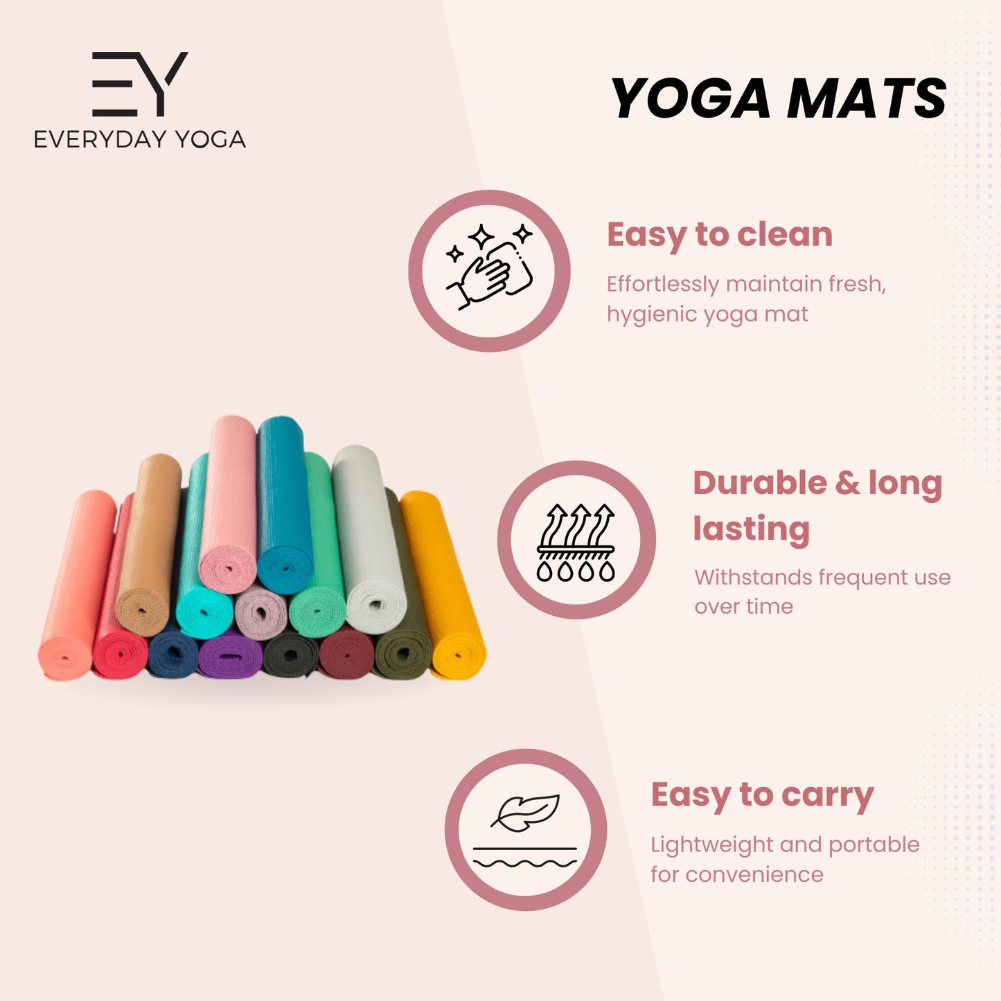 Everyday Yoga Mat 72 Inch 5mm – Premium Yoga Gear, Non-Slip Design & Lightweight Support for Home, Studio & Mindful Practice - Lilac