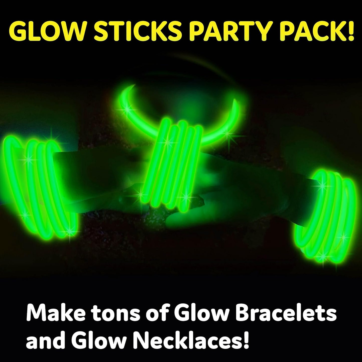 PartySticks Green Glow Sticks - 100 Pack of 8-Inch Glow in the Dark Light-Up Party Accessories