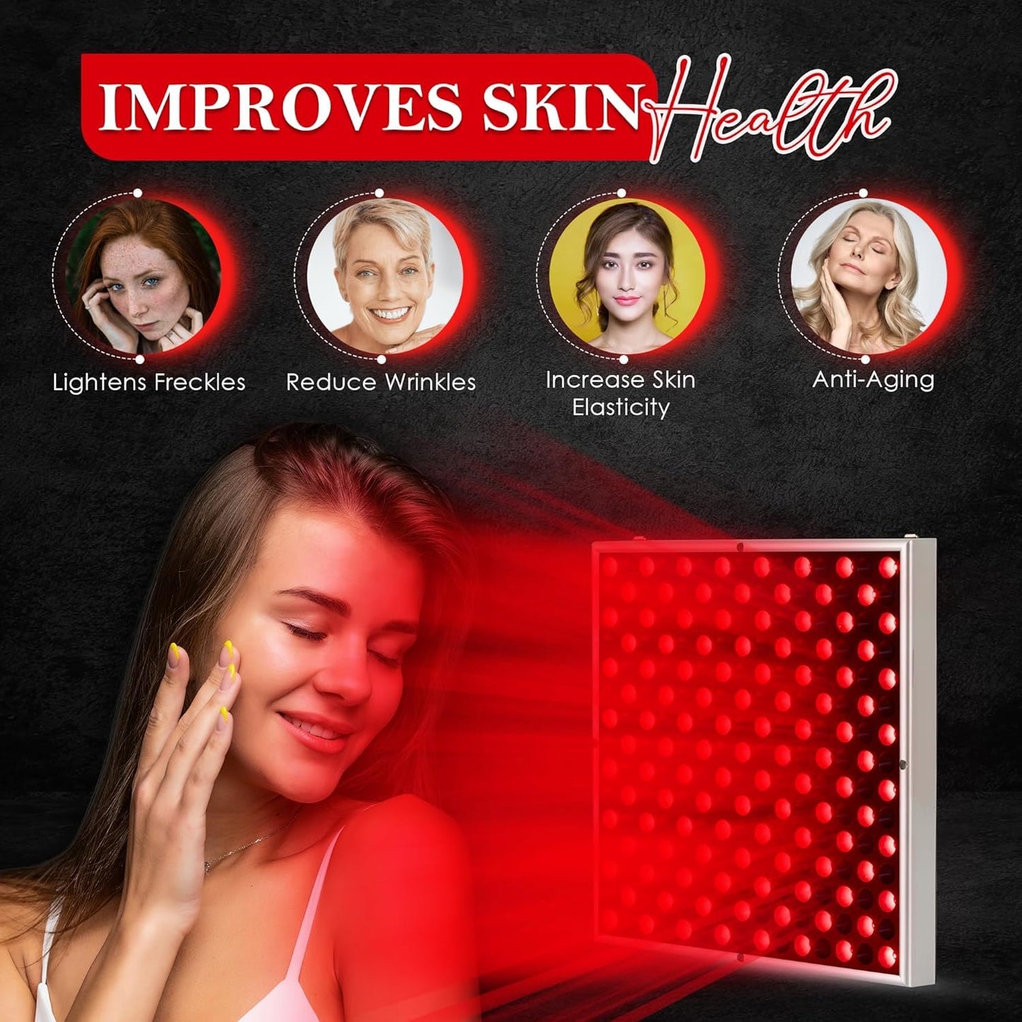 Red Light Therapy Panel for Face & Body – 45W 660nm Deep Red & 850nm Near Infrared Light Therapy Device – Skin Care, Pain Relief, Muscle Recovery & Hair Growth – Adjustable Hanger