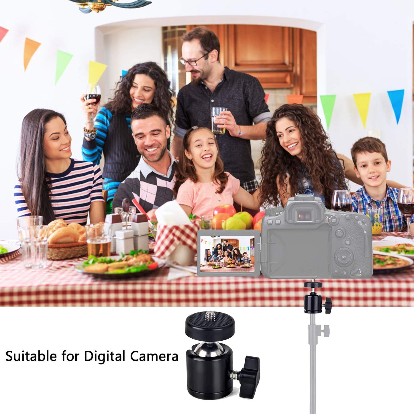 Universal 1/4" Swivel Mini Ball Head Screw Tripod Mount（2 Pack）, EszkozTA360 Degree Rotating Mount Base Adapter for DSLR Cameras HTC Vive Tripods Monopods Camcorder Light Stand…