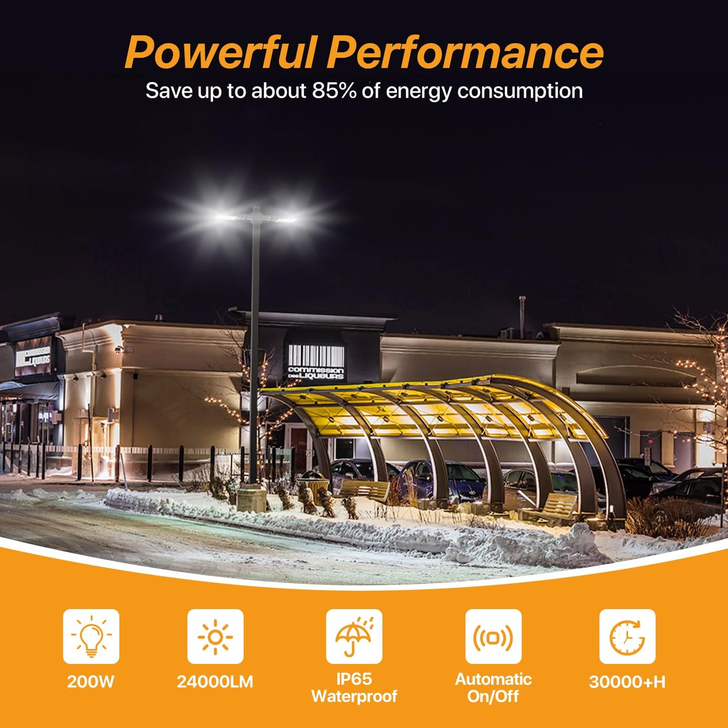 Demilare 200W LED Parking Lot Lights Outdoor Arm Mount with Dusk to Dawn Photocell 110V/120V Pole Flood Lights 5000K Outdoor Street Light IP65 Waterproof Commercial Area Lighting for Parking Lot 3Pack
