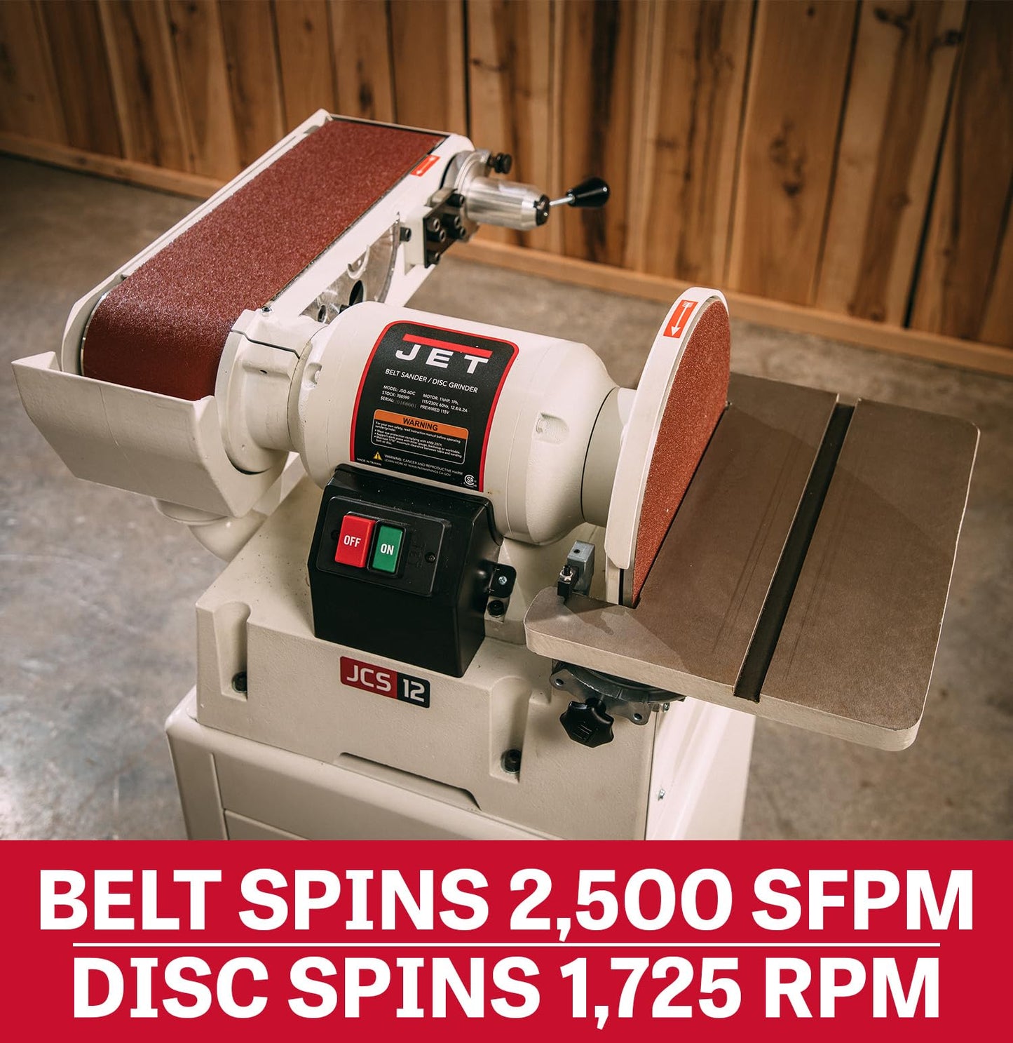 JET 6" x 48" Belt & 12" Disc Sander, Open Stand, 1-1/2 HP, 115/230V 1Ph (JSG-6DCK)