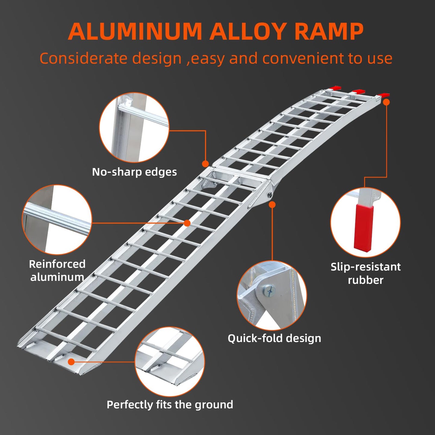Loezora Heavy Duty 1500lbs Folding Motorcycle Ramp for Pickup Trucks & Trailers, 89"x13" Loading Ramp with Secure Load Straps, Compatible with Dirt Bike, UTV, ATV, Lawn Mower, Snowblower (2-Packs)