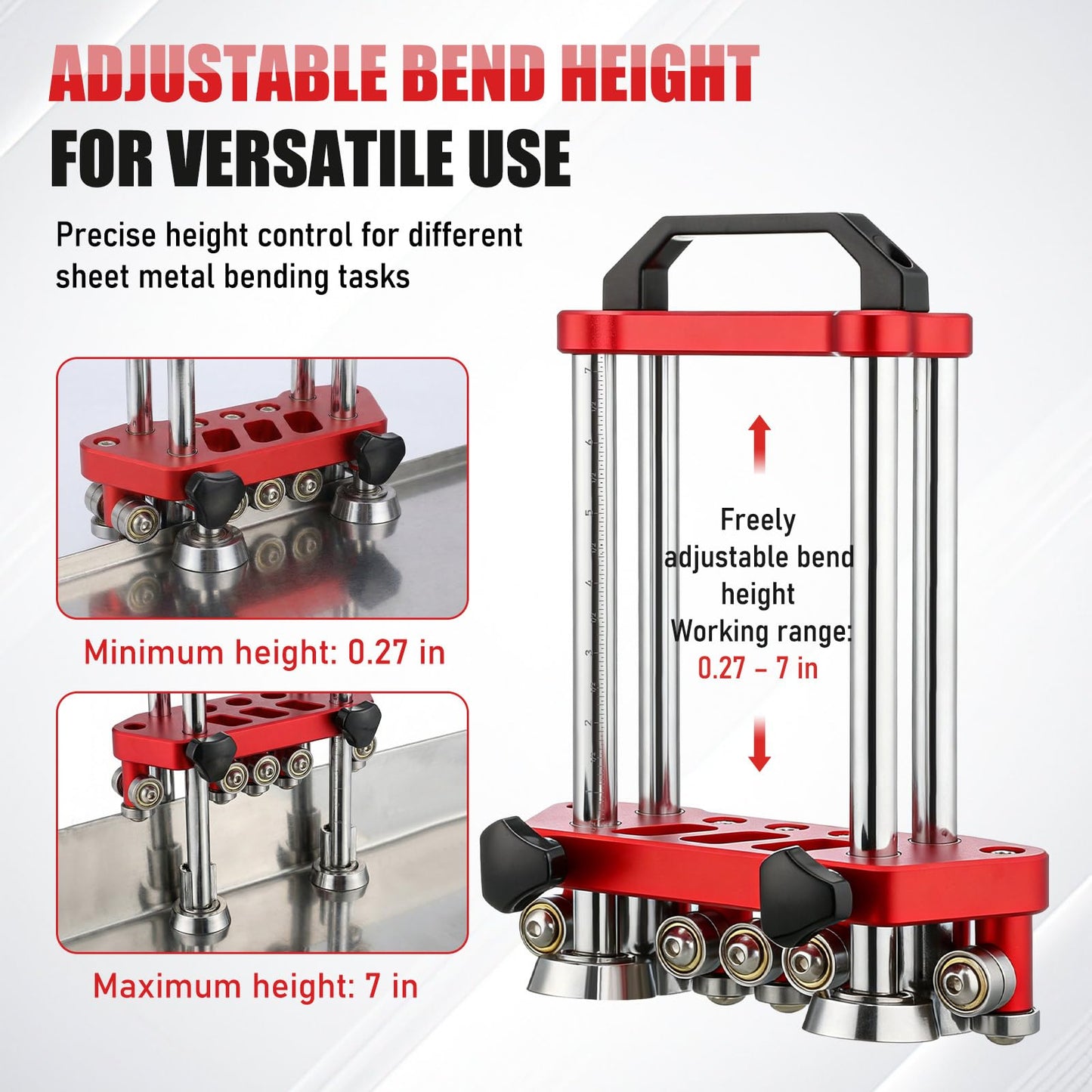 Lingvee Sheet Metal Roller 2 Station Bender Roofing Tools Sheet Fabrication 0-100° Bending Range Large Metal Rollers and Bending Tool for Industrial Production(Red)