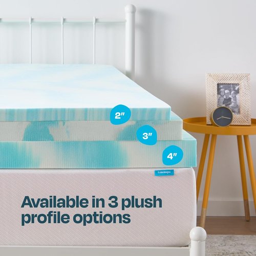 Linenspa 4 Inch Twin Size Gel Memory Foam Mattress Topper - Cooling & Pressure Relieving Design